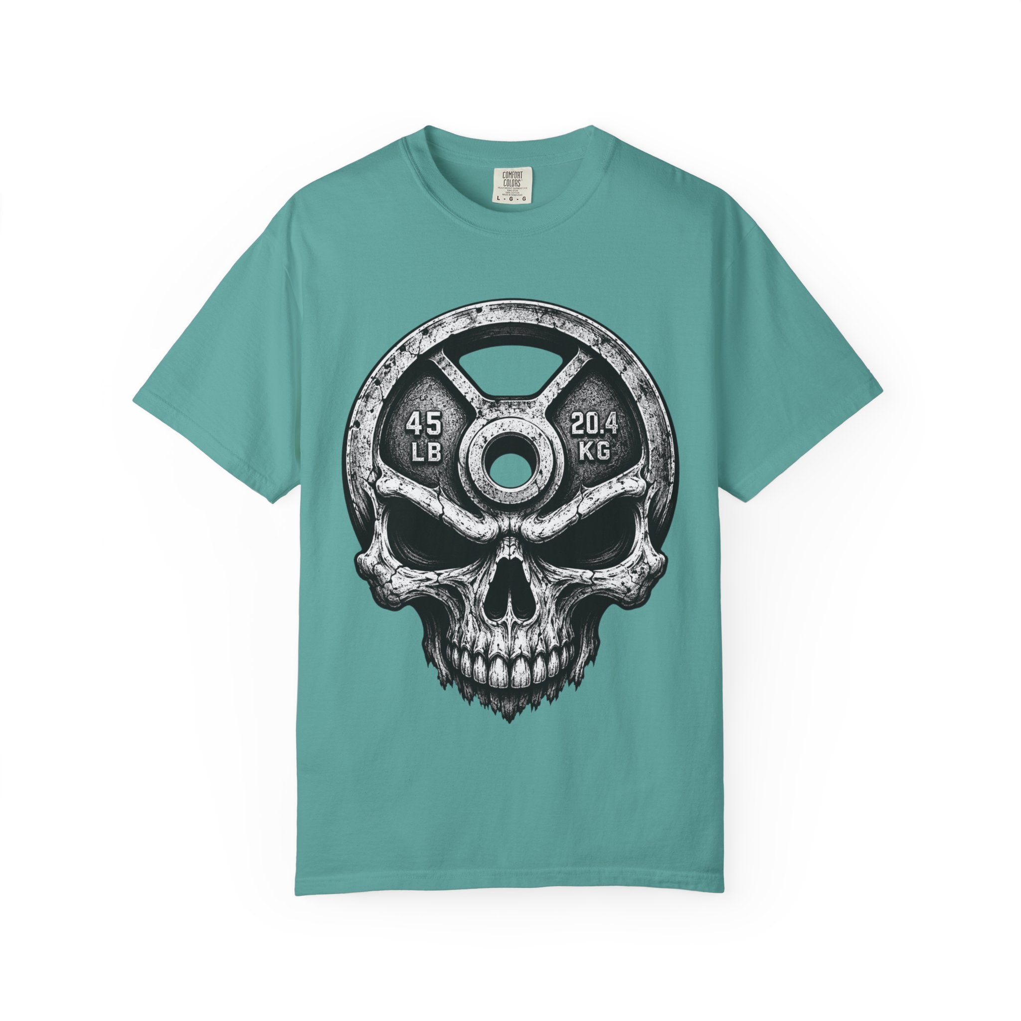 Weight Plate Skull T-Shirt — Gym Skull 45lb Fitness Tee