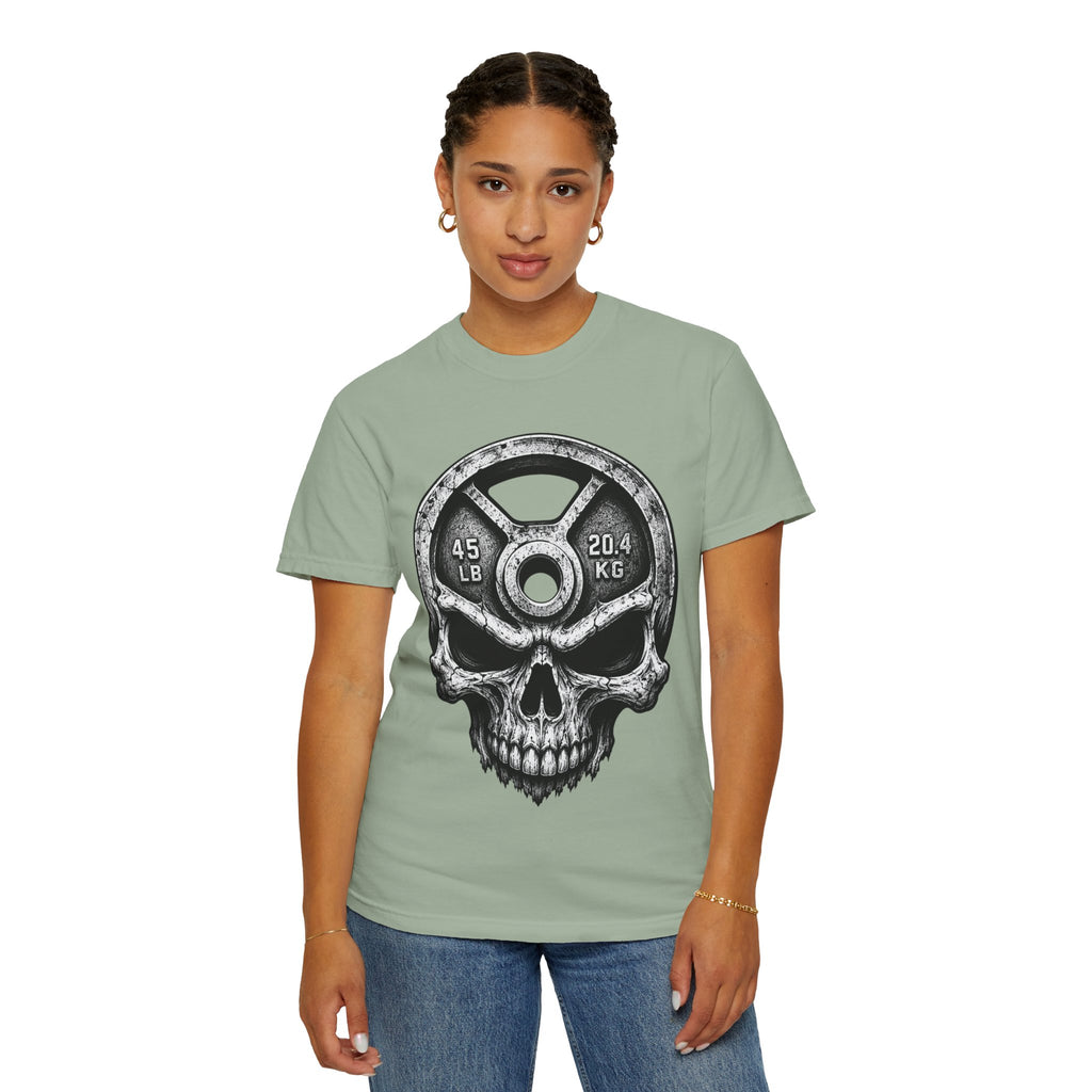 Weight Plate Skull T-Shirt — Gym Skull 45lb Fitness Tee