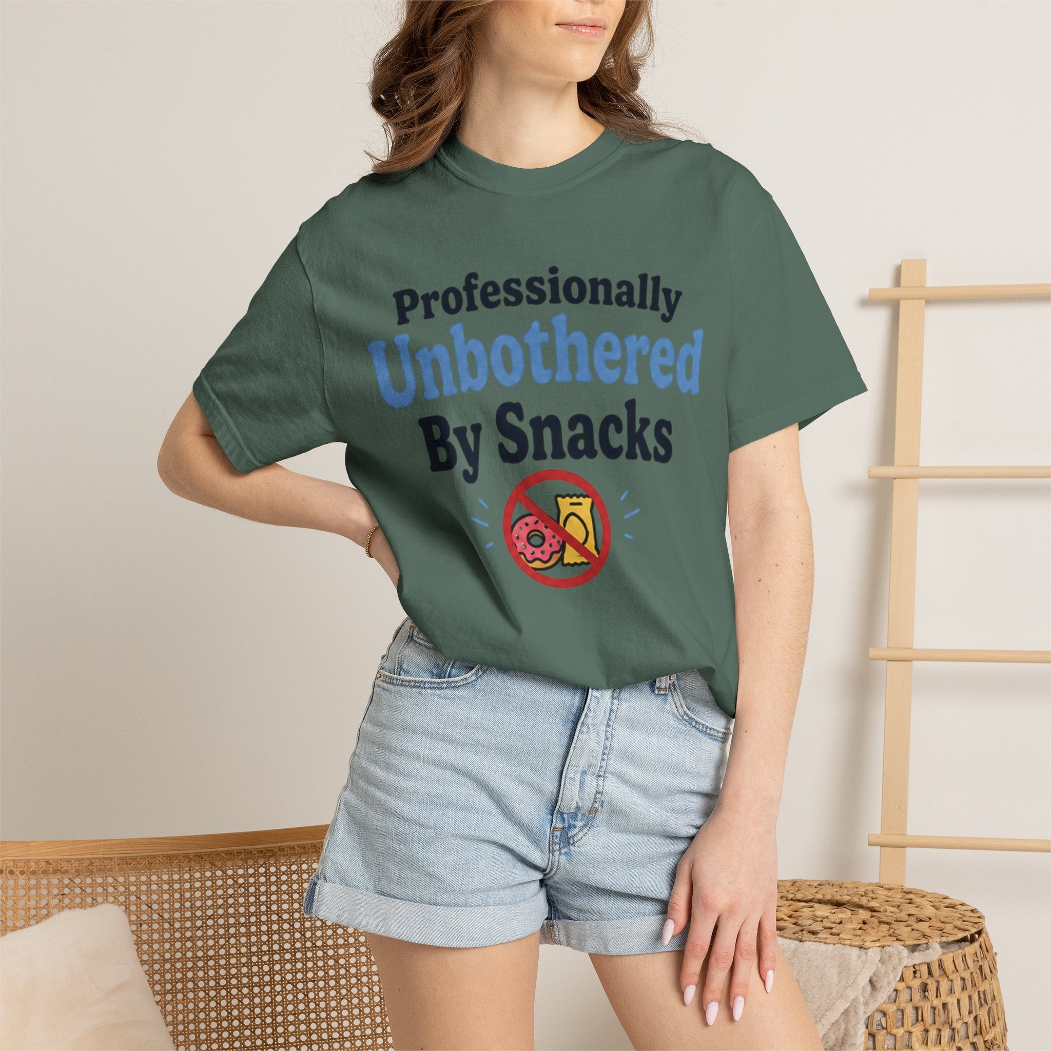 Professionally Unbothered By Snacks Funny T‑Shirt