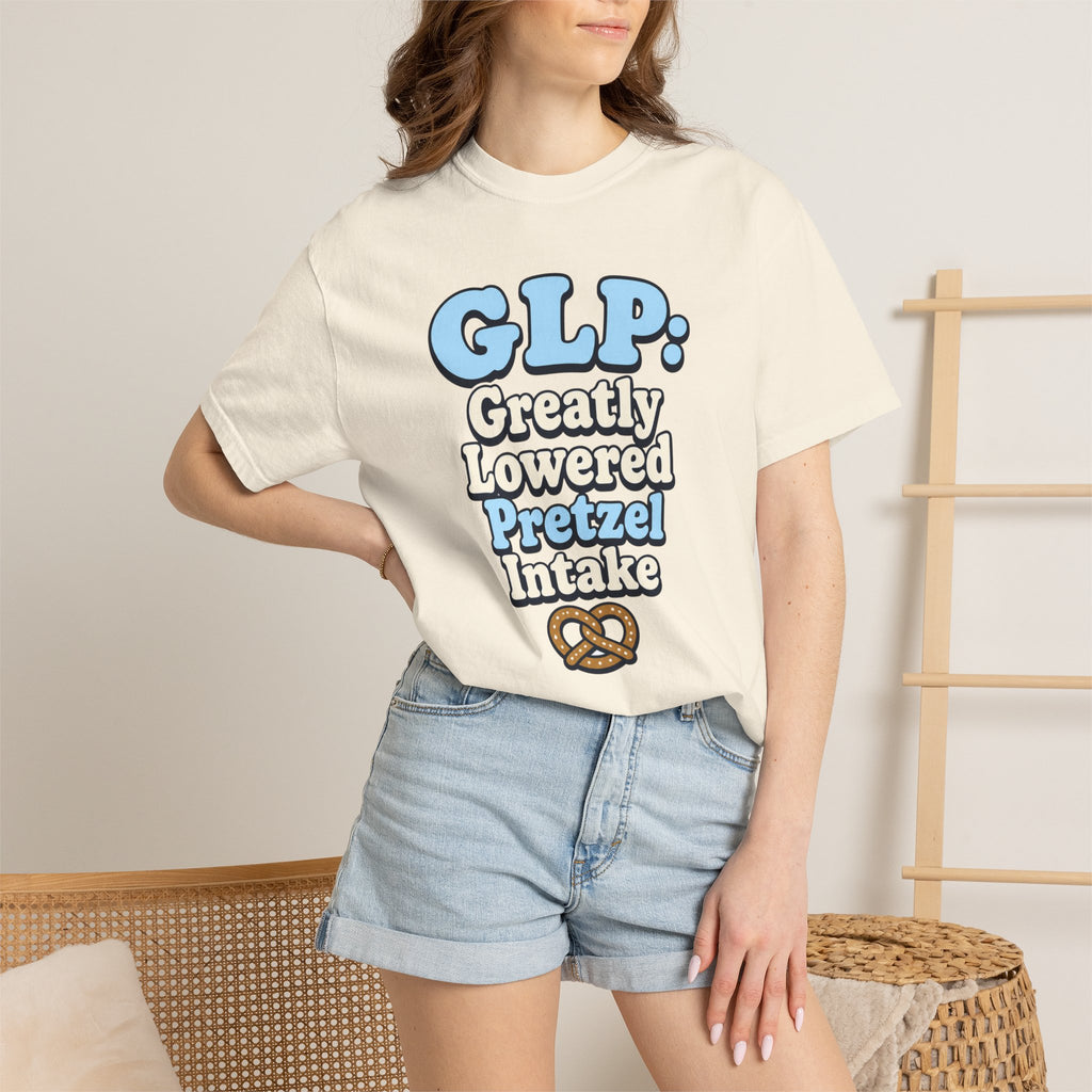 Funny GLP Shirt — "Greatly Lowered Pretzel Intake" Weight Loss Humor Tee