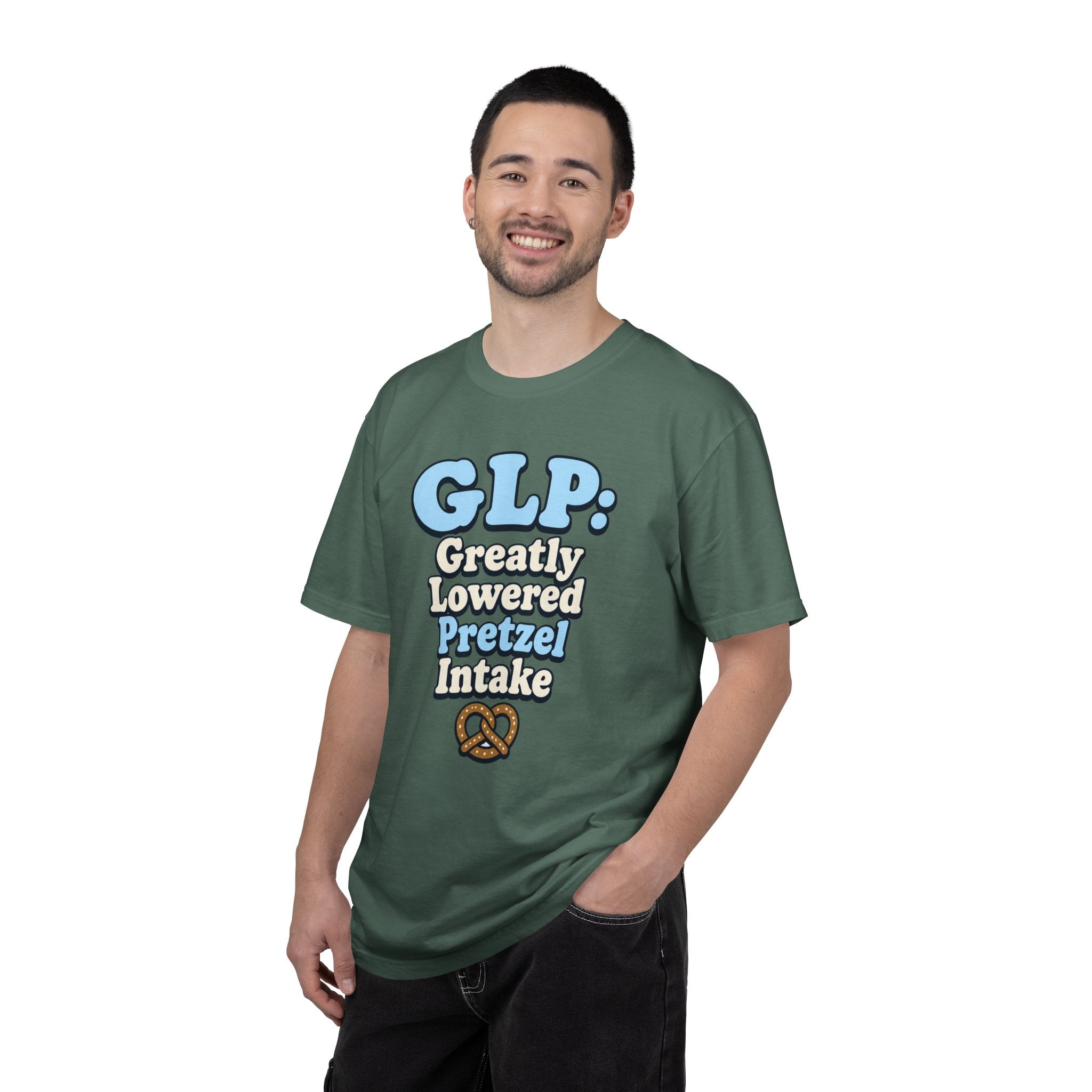 Funny GLP Shirt — "Greatly Lowered Pretzel Intake" Weight Loss Humor Tee