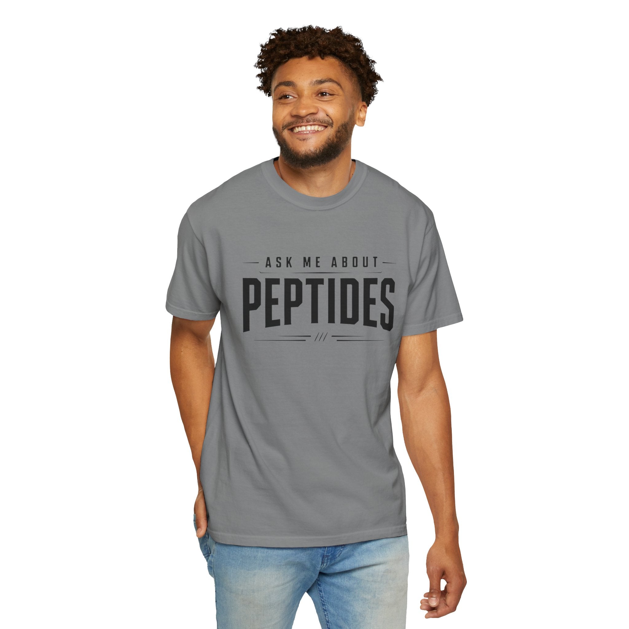 Ask Me About Peptides - Graphic Text T-shirt