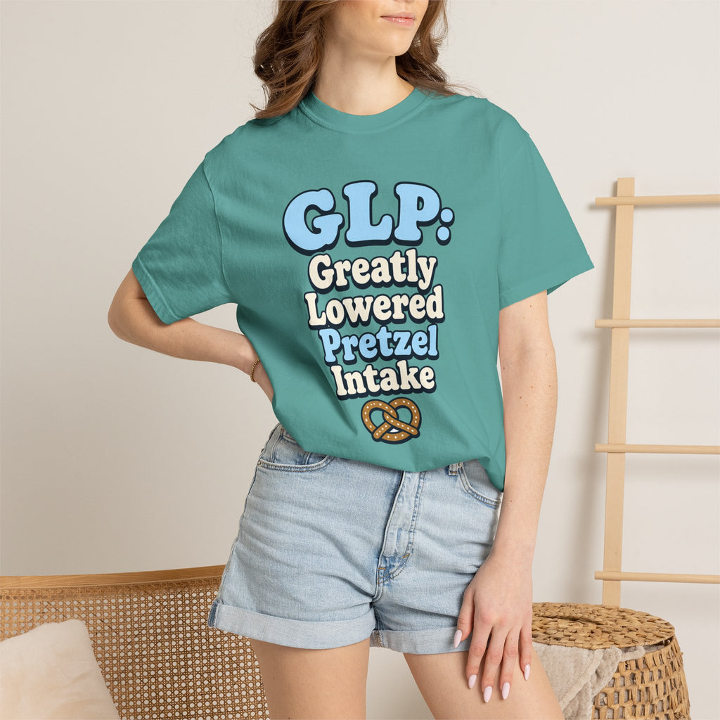 Funny GLP Shirt — "Greatly Lowered Pretzel Intake" Weight Loss Humor Tee