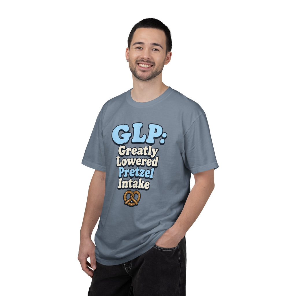 Funny GLP Shirt — "Greatly Lowered Pretzel Intake" Weight Loss Humor Tee