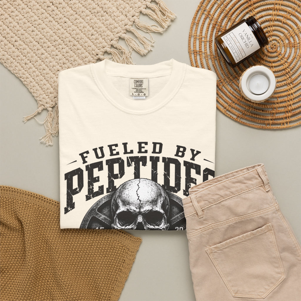 Peptides Skull Gym T-Shirt — "Fueled by Peptides, Built by Discipline" Fitness Tee