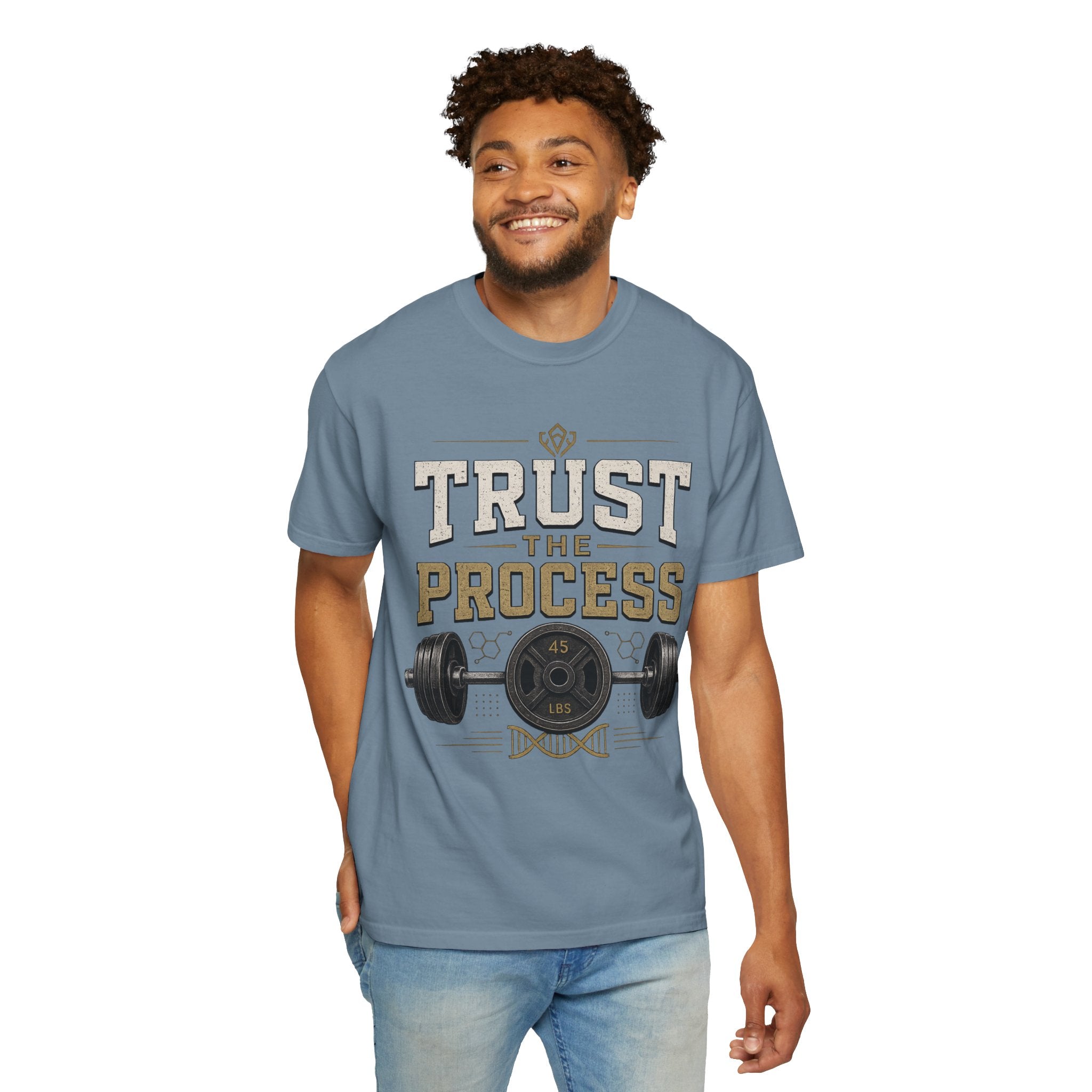Trust The Process Barbell T-Shirt — Heavy Lifting Gym Tee