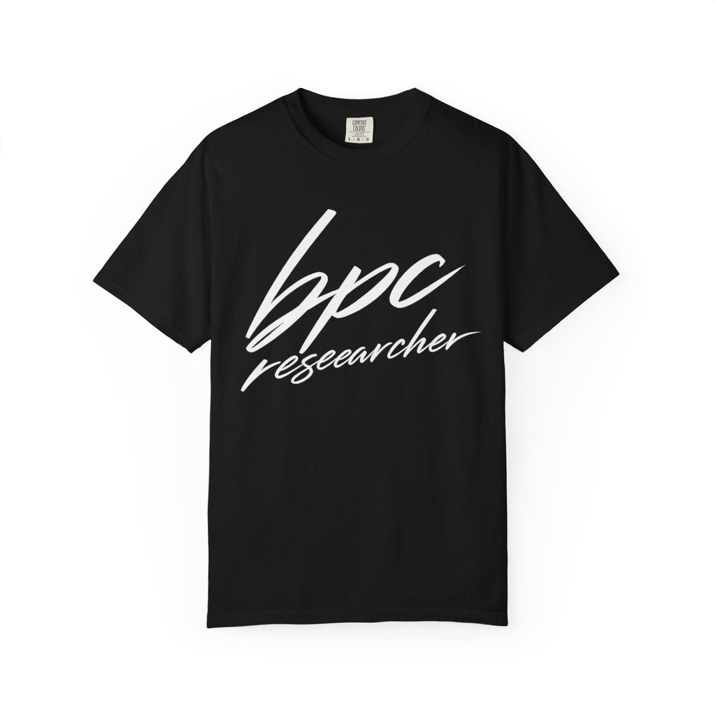 BPC Researcher T-Shirt — Script Logo Tee for Scientists & Lab Professionals