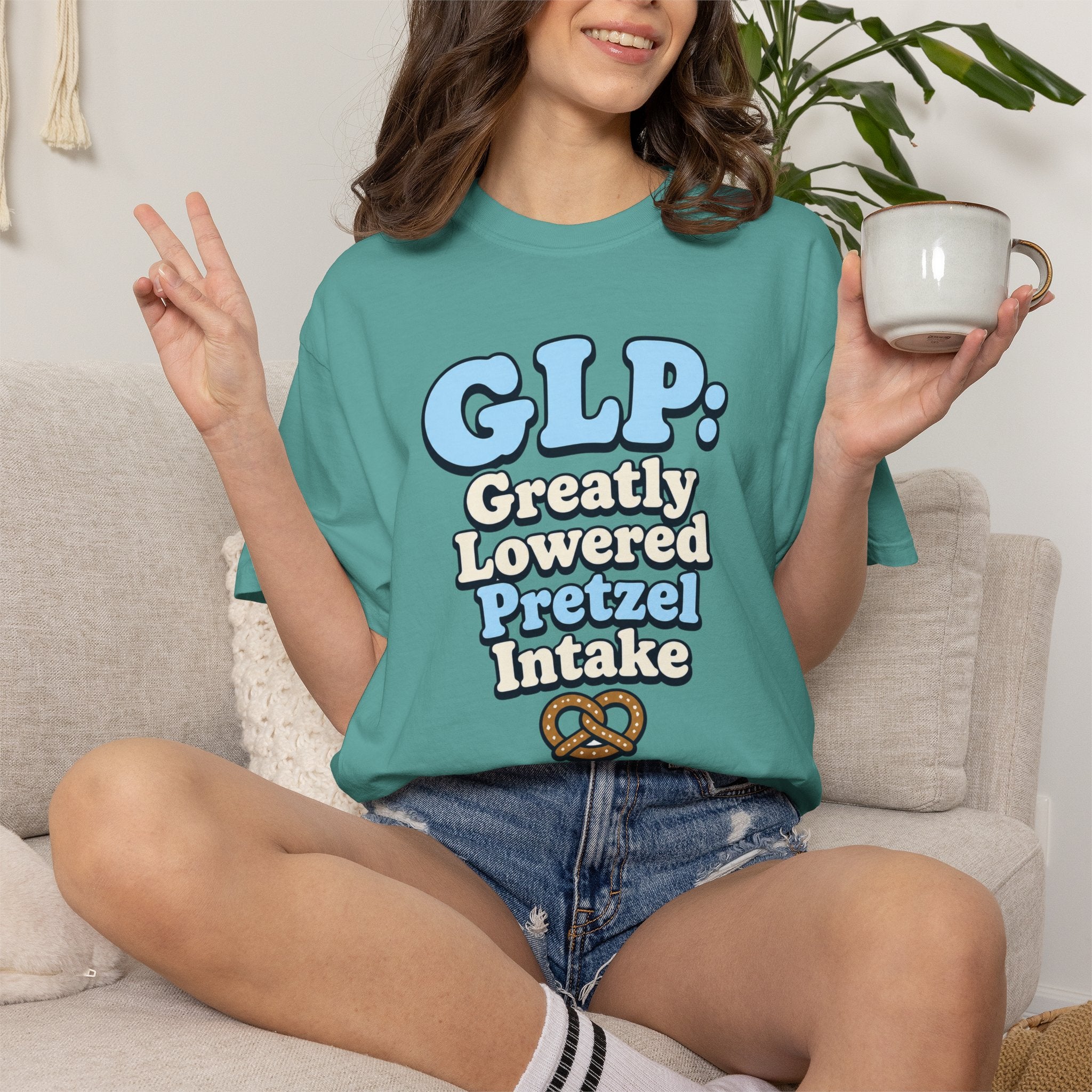 Funny GLP Shirt — "Greatly Lowered Pretzel Intake" Weight Loss Humor Tee