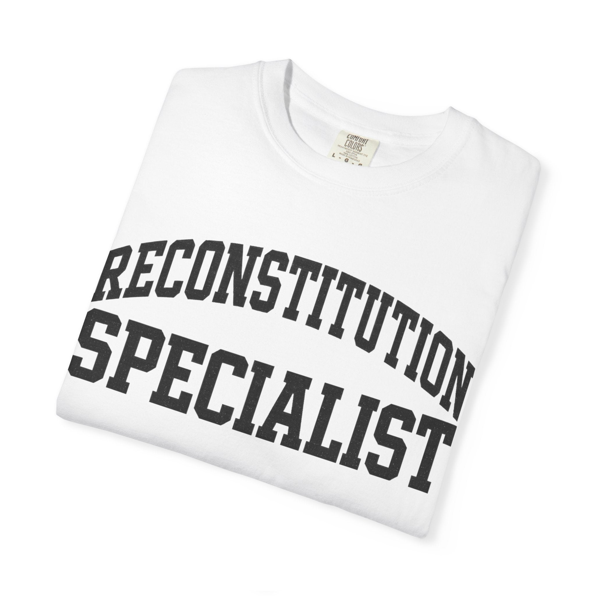 Reconstitution Specialist T-Shirt — Retro Collegiate Graphic Tee