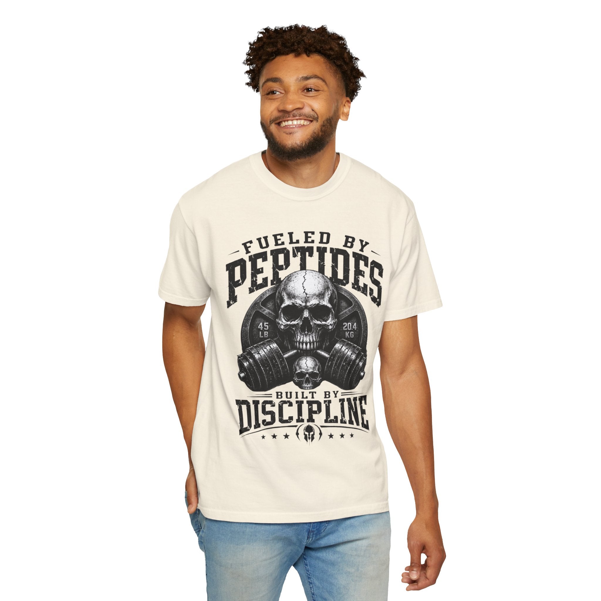 Peptides Skull Gym T-Shirt — "Fueled by Peptides, Built by Discipline" Fitness Tee