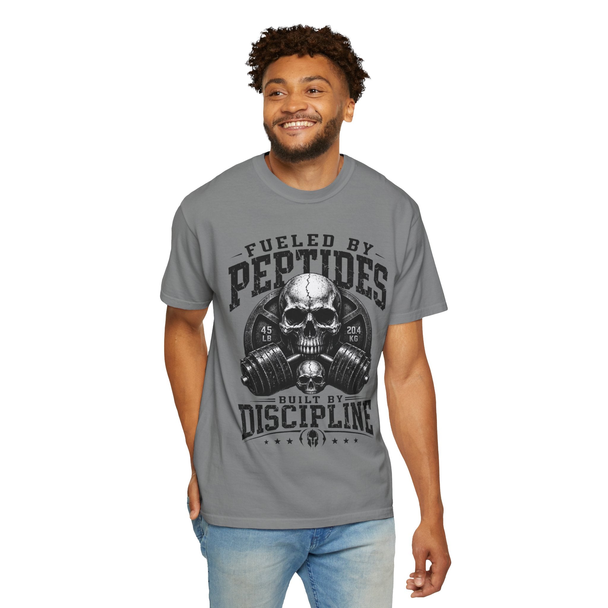 Peptides Skull Gym T-Shirt — "Fueled by Peptides, Built by Discipline" Fitness Tee