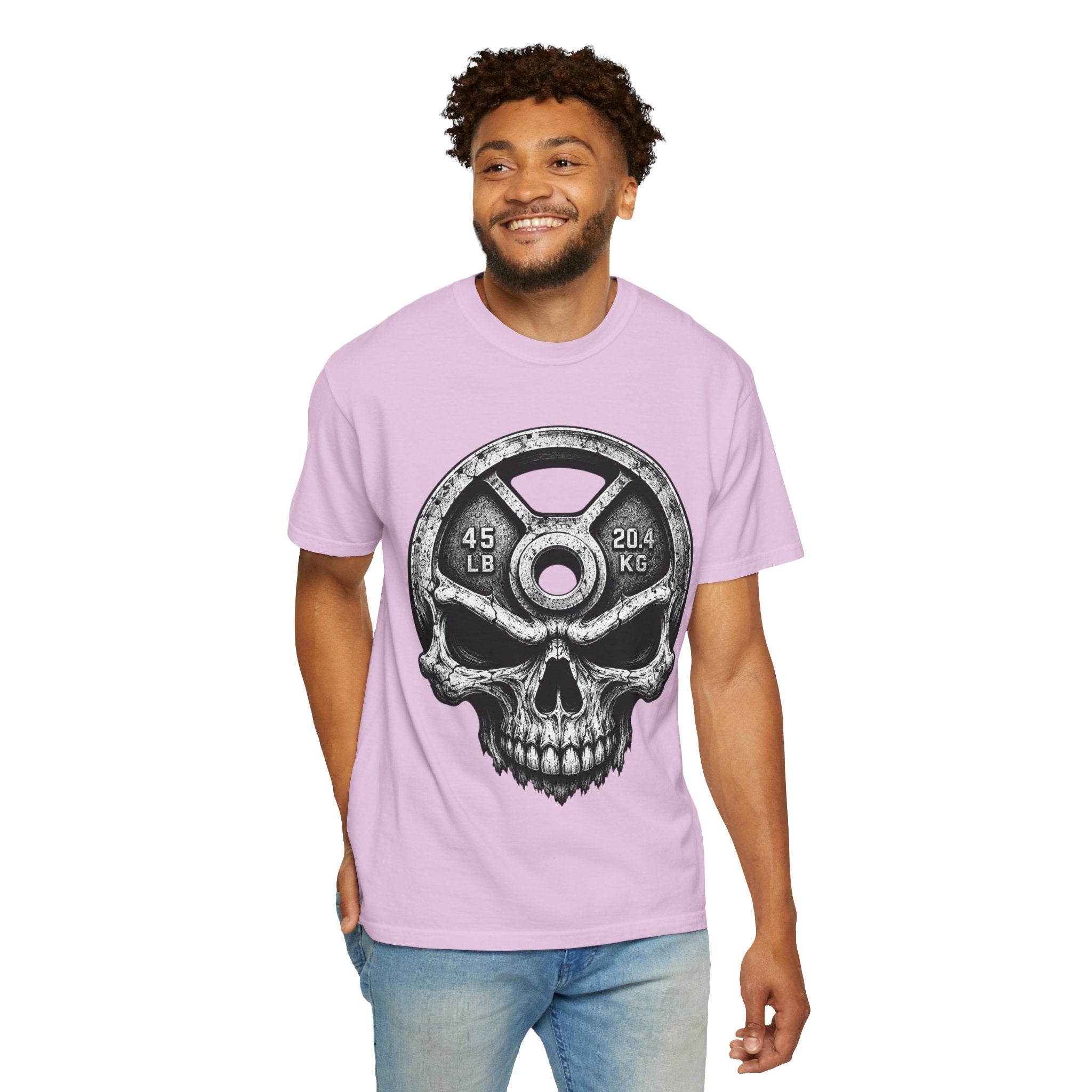 Weight Plate Skull T-Shirt — Gym Skull 45lb Fitness Tee