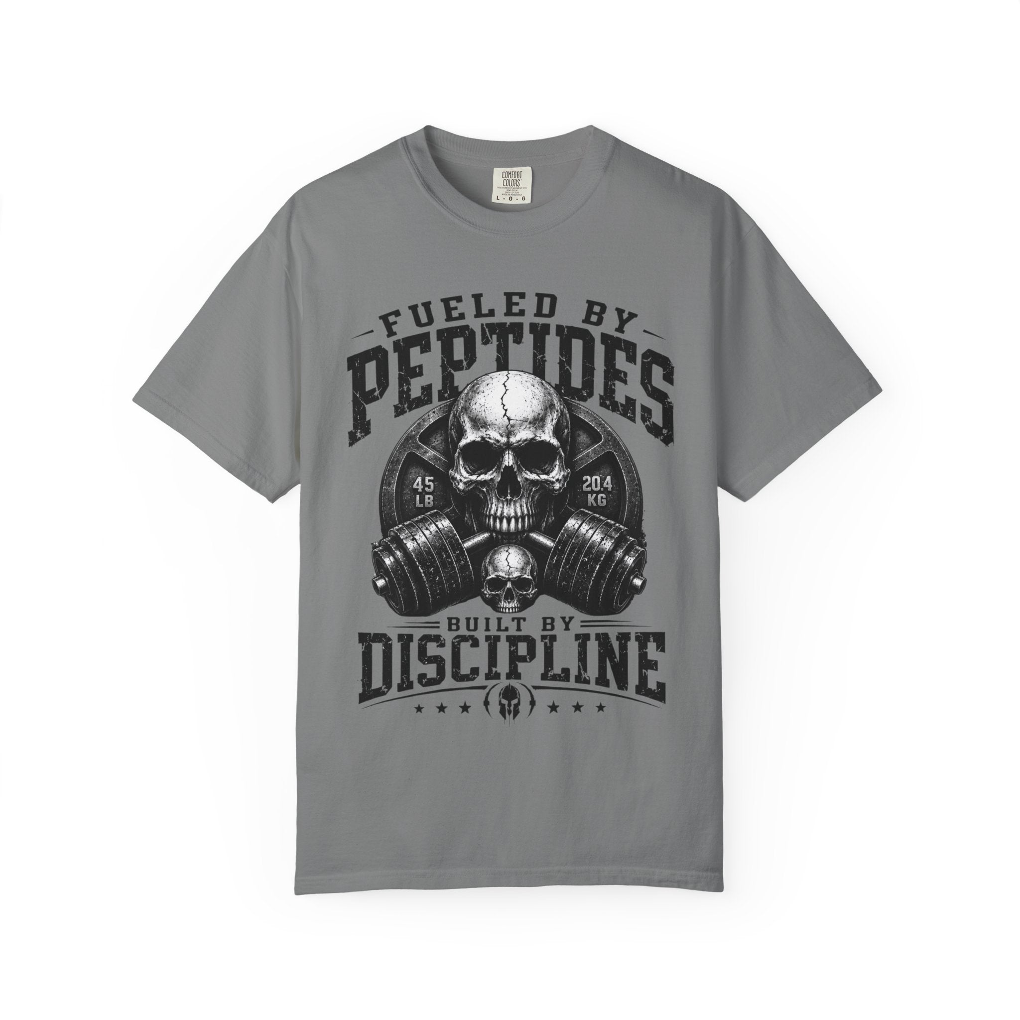 Peptides Skull Gym T-Shirt — "Fueled by Peptides, Built by Discipline" Fitness Tee