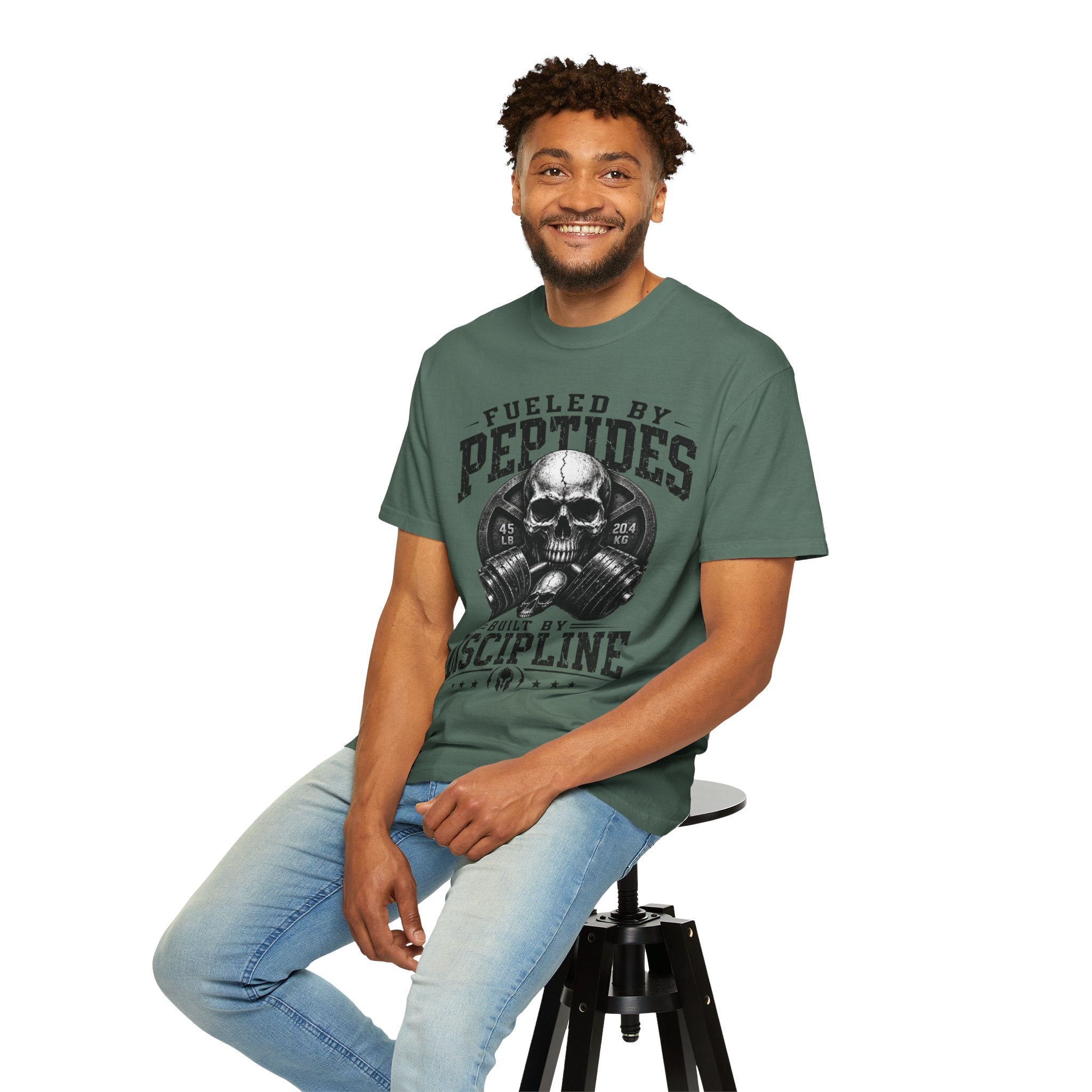 Peptides Skull Gym T-Shirt — "Fueled by Peptides, Built by Discipline" Fitness Tee