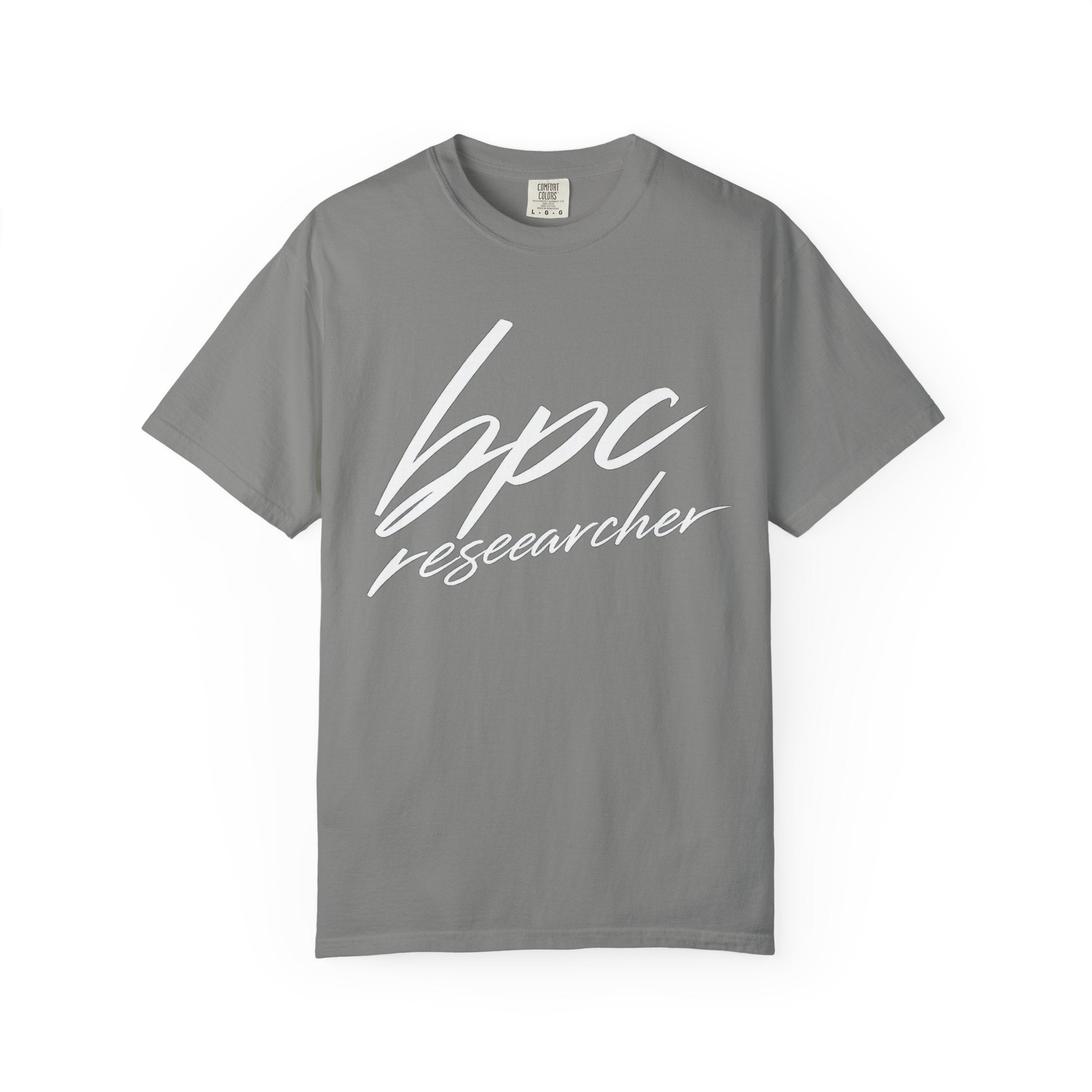 BPC Researcher T-Shirt — Script Logo Tee for Scientists & Lab Professionals