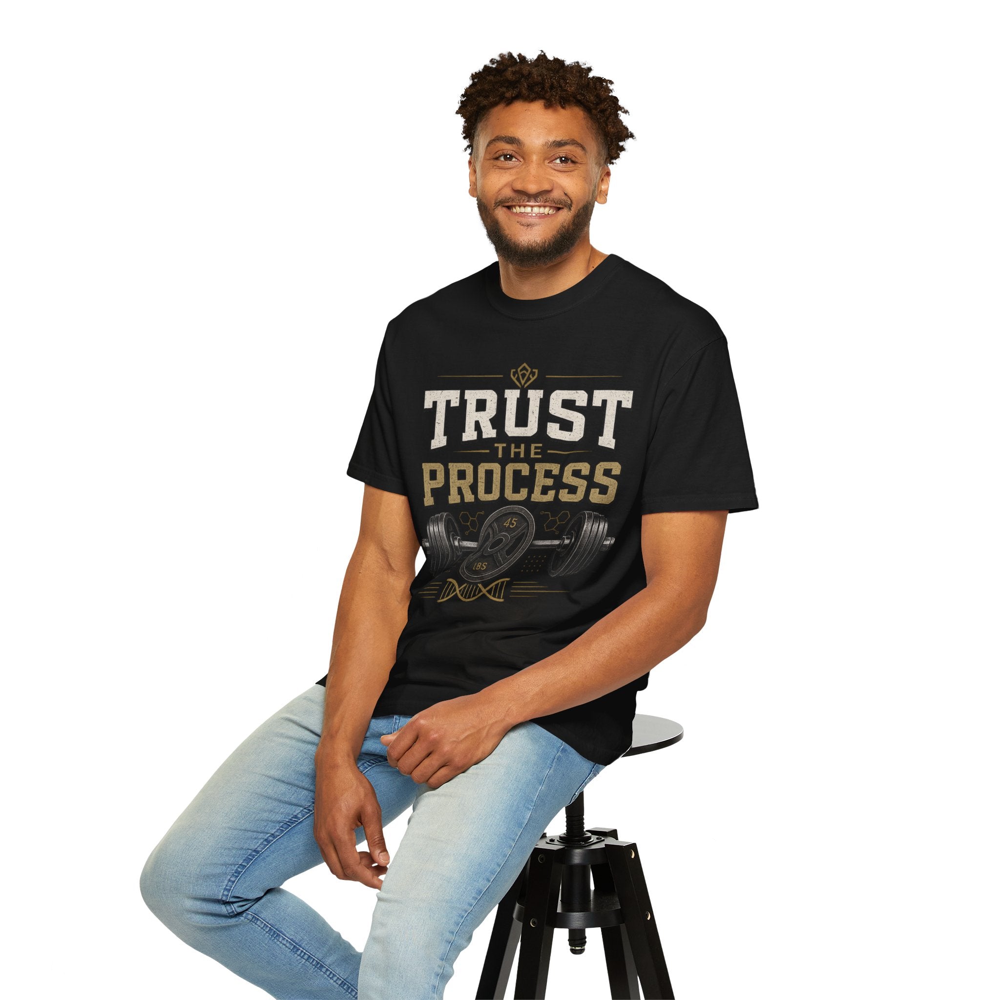 Trust The Process Barbell T-Shirt — Heavy Lifting Gym Tee