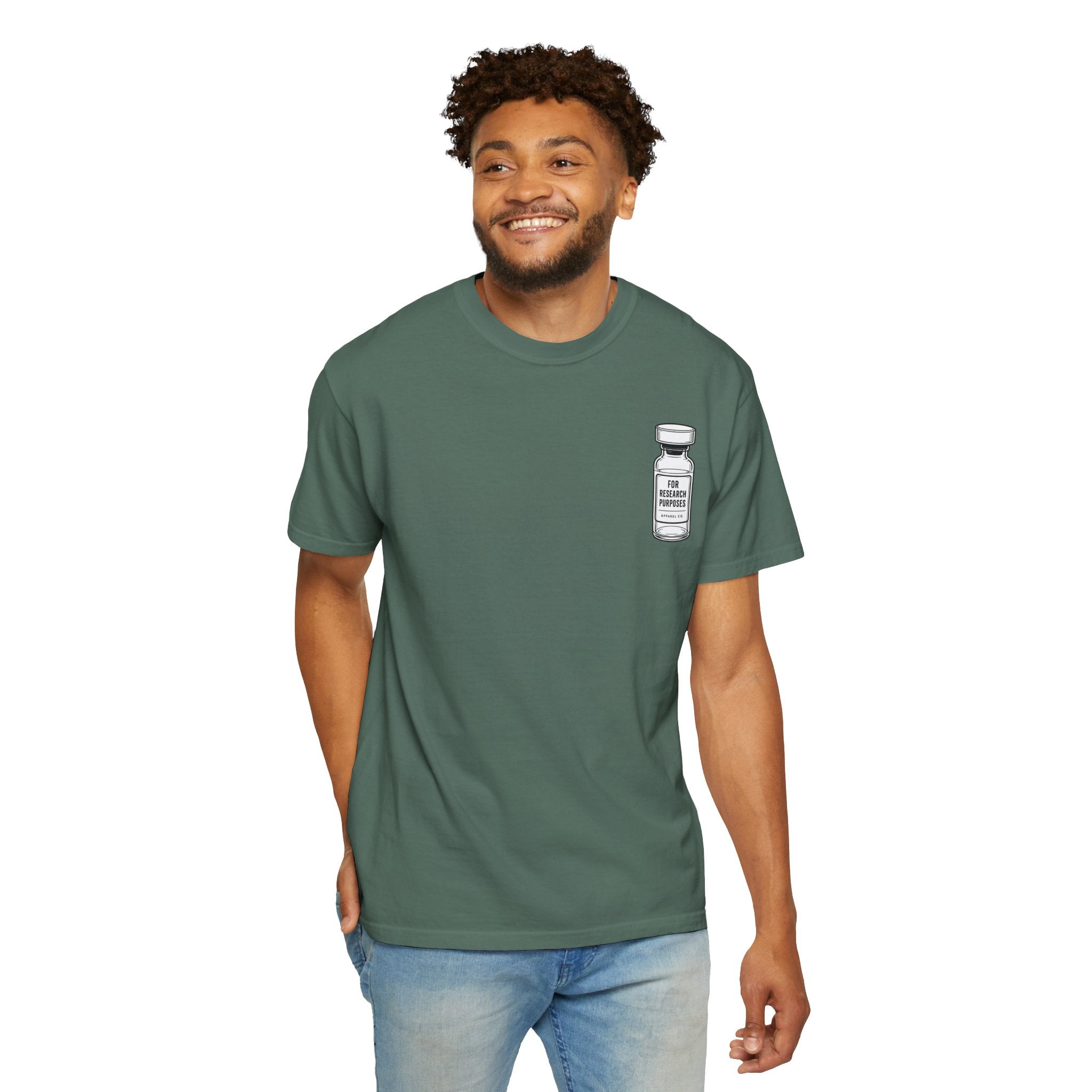 Peptides Vial Chest Pocket T-Shirt — Minimal Illustration Tee