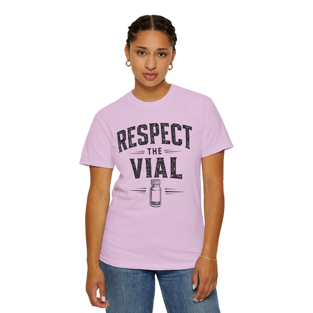 Respect the Vial T-Shirt — Vintage Medical Vaccine Humor Tee