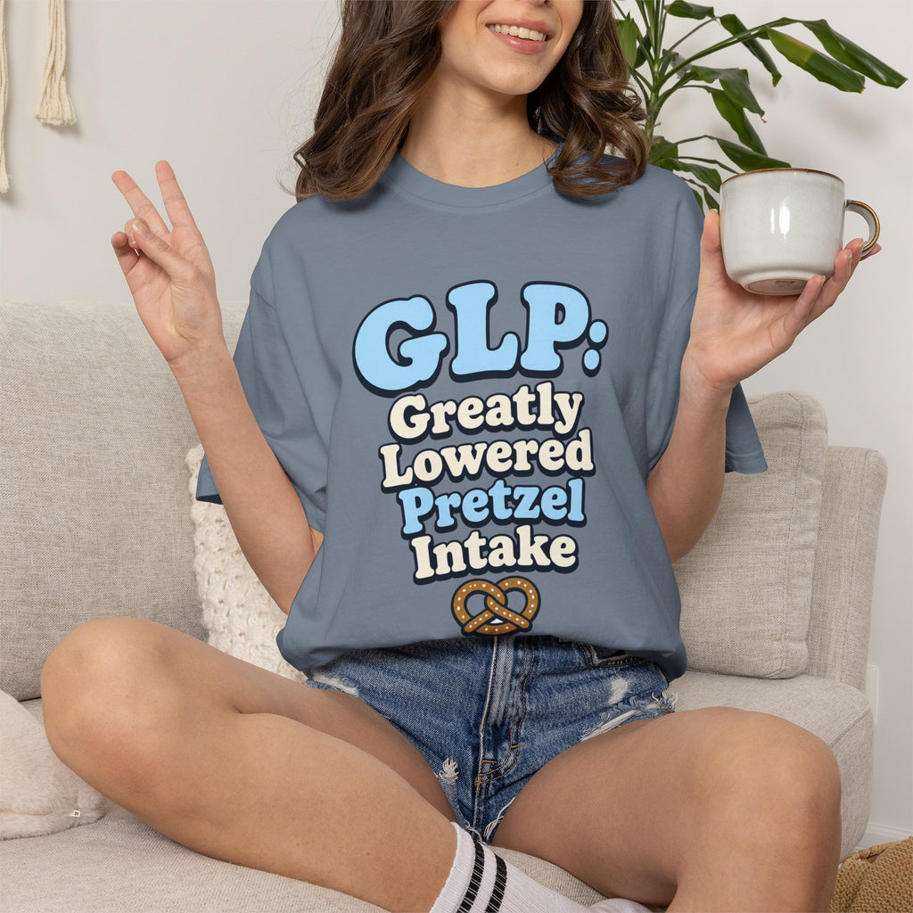 Funny GLP Shirt — "Greatly Lowered Pretzel Intake" Weight Loss Humor Tee