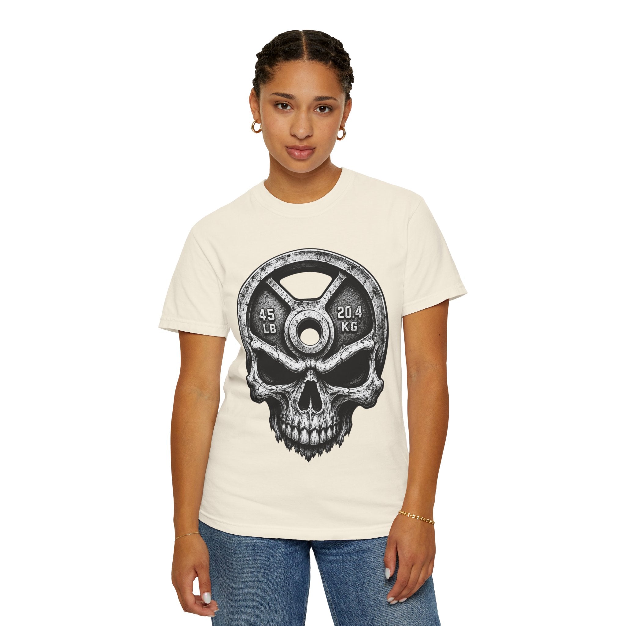Weight Plate Skull T-Shirt — Gym Skull 45lb Fitness Tee