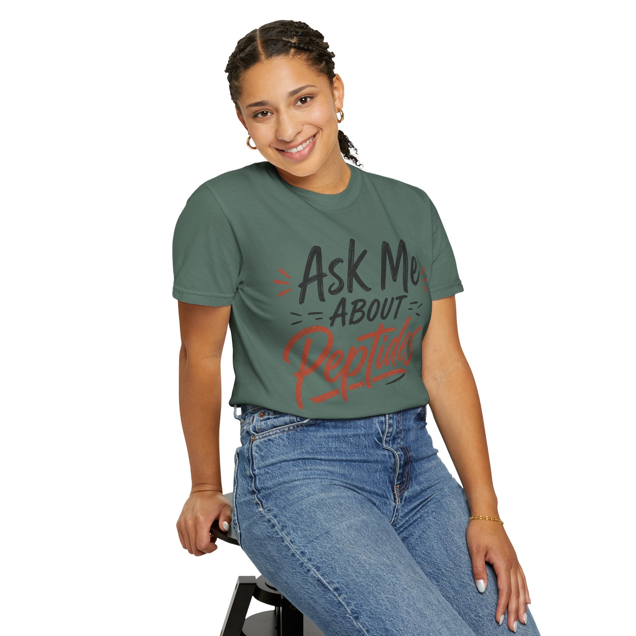 Ask Me About Peptides T-Shirt — Peptide Enthusiast Conversation Tee