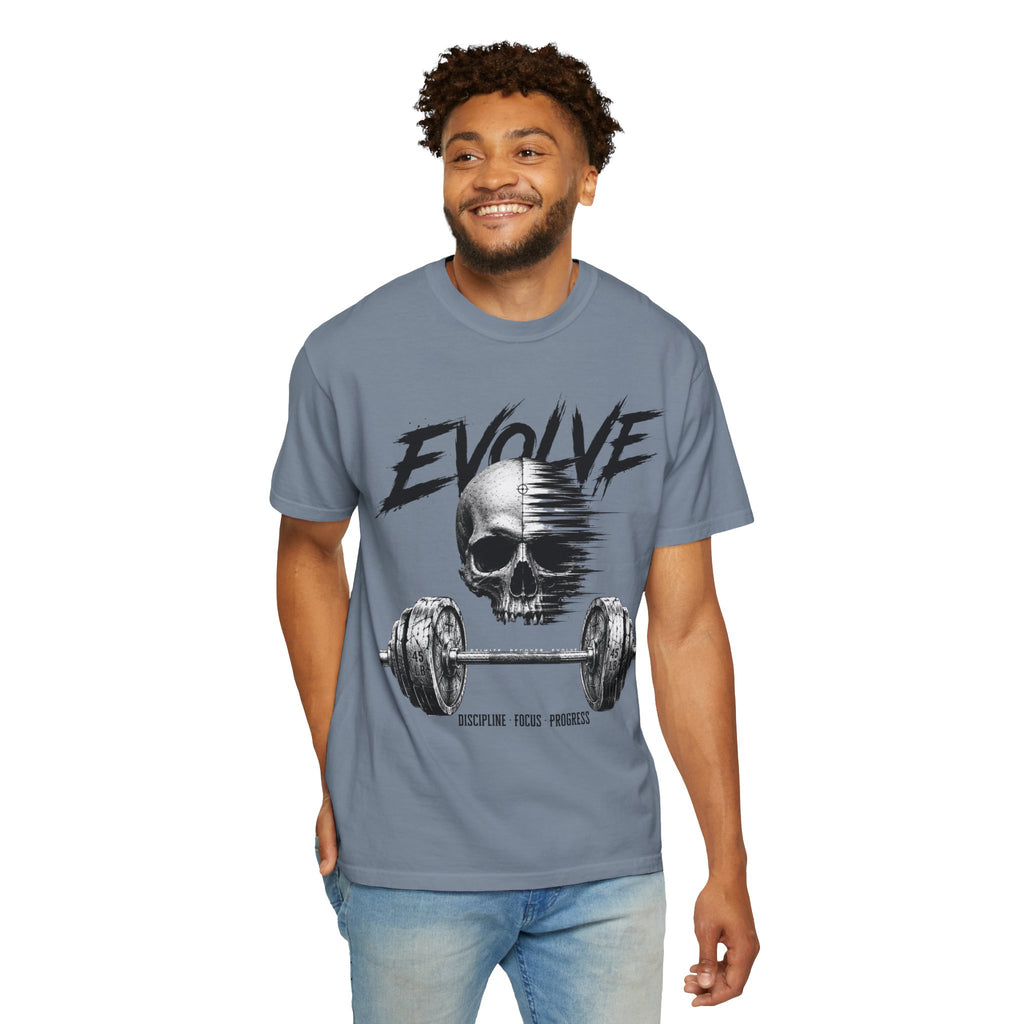 Evolve Skull Barbell T-Shirt — Fitness & Strength Gym Tee