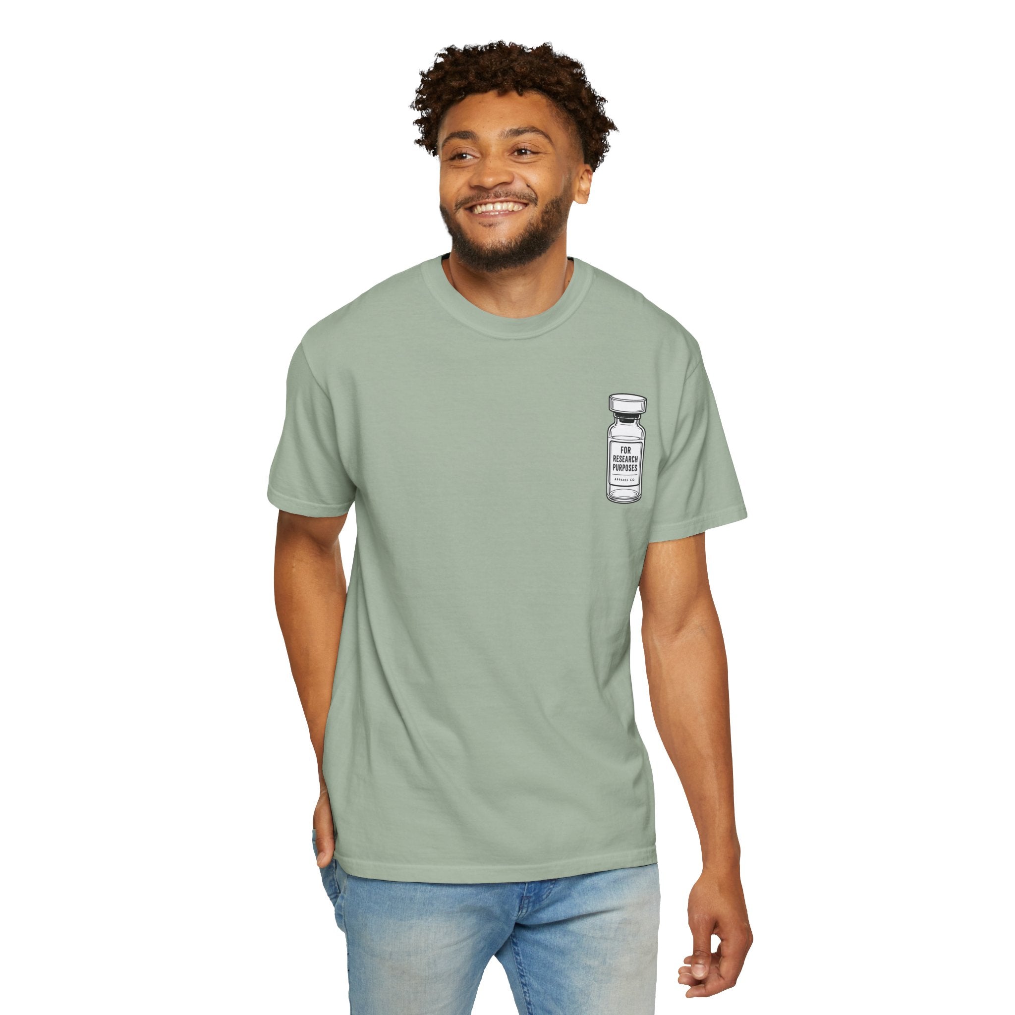 Peptides Vial Chest Pocket T-Shirt — Minimal Illustration Tee