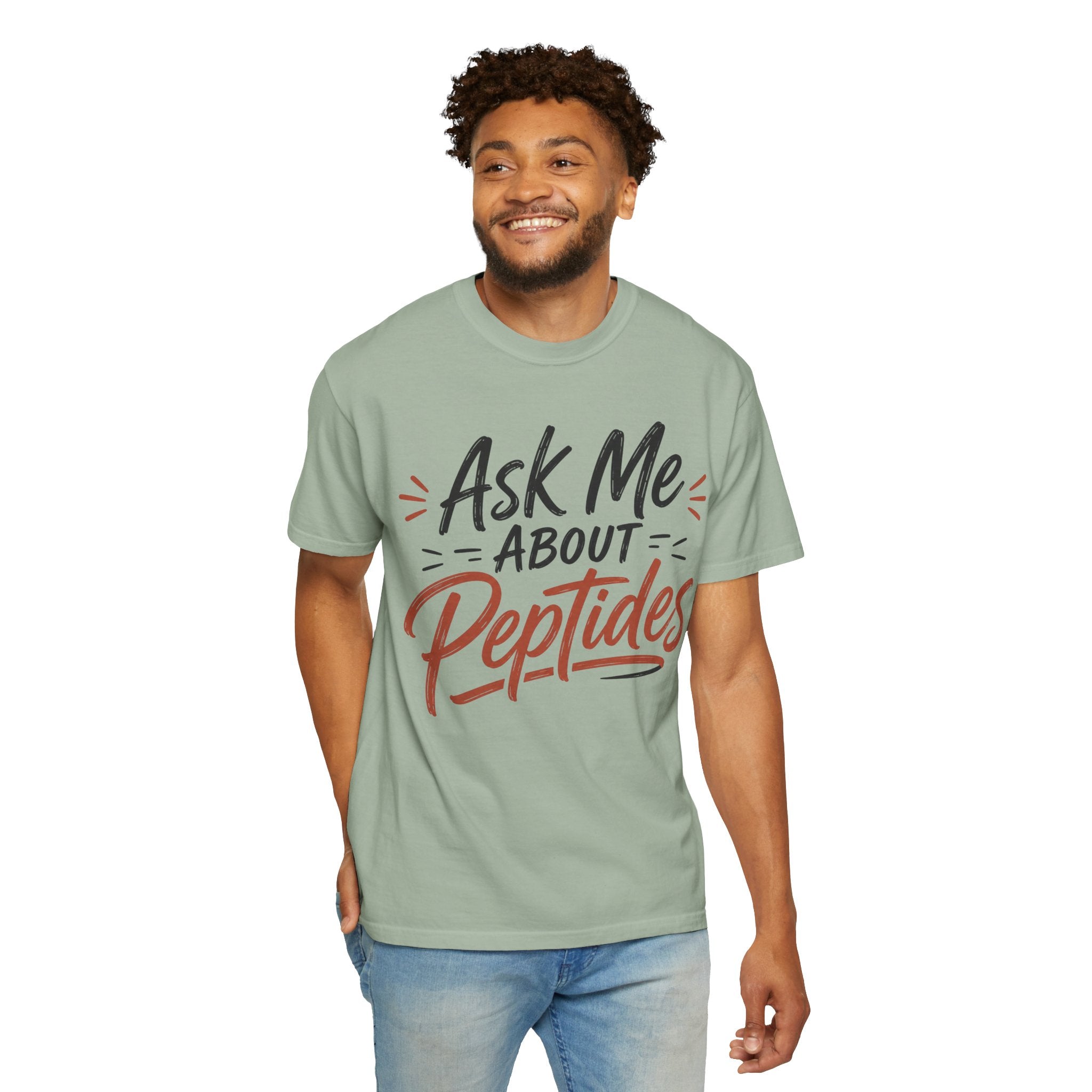 Ask Me About Peptides T-Shirt — Peptide Enthusiast Conversation Tee