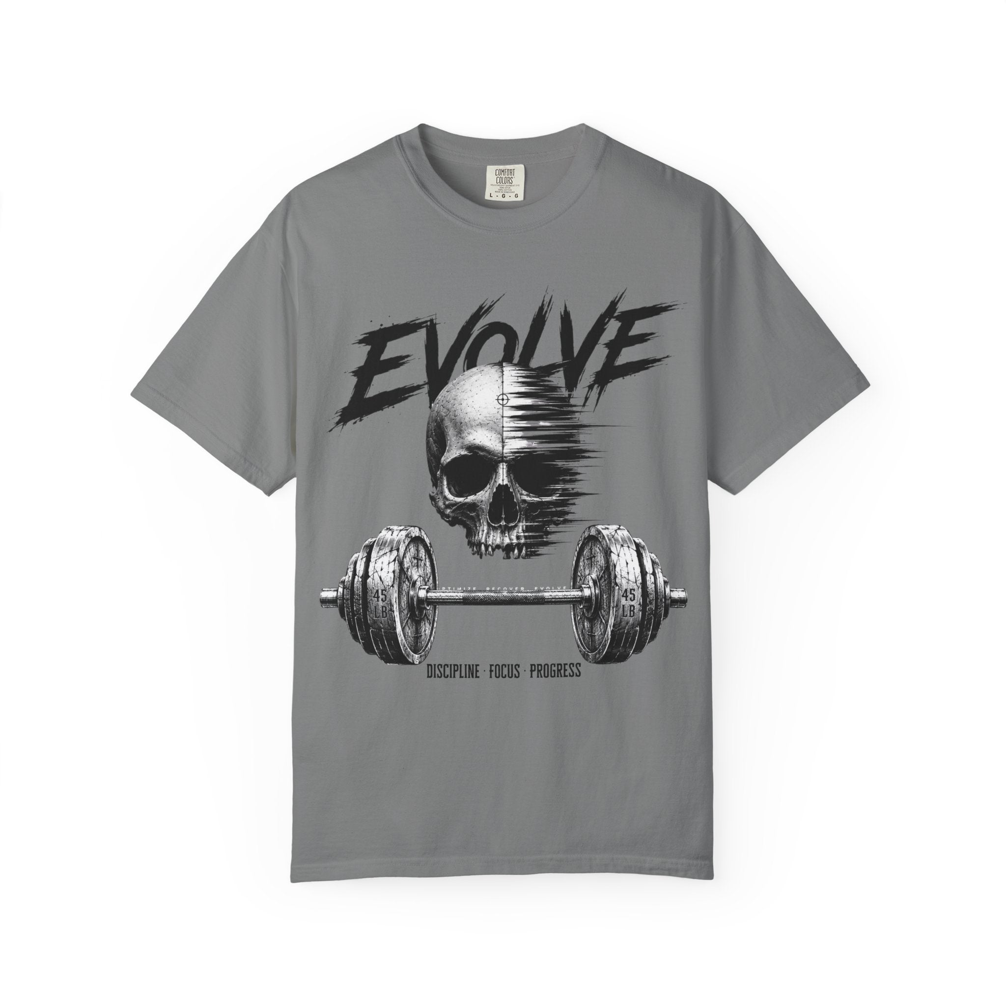 Evolve Skull Barbell T-Shirt — Fitness & Strength Gym Tee