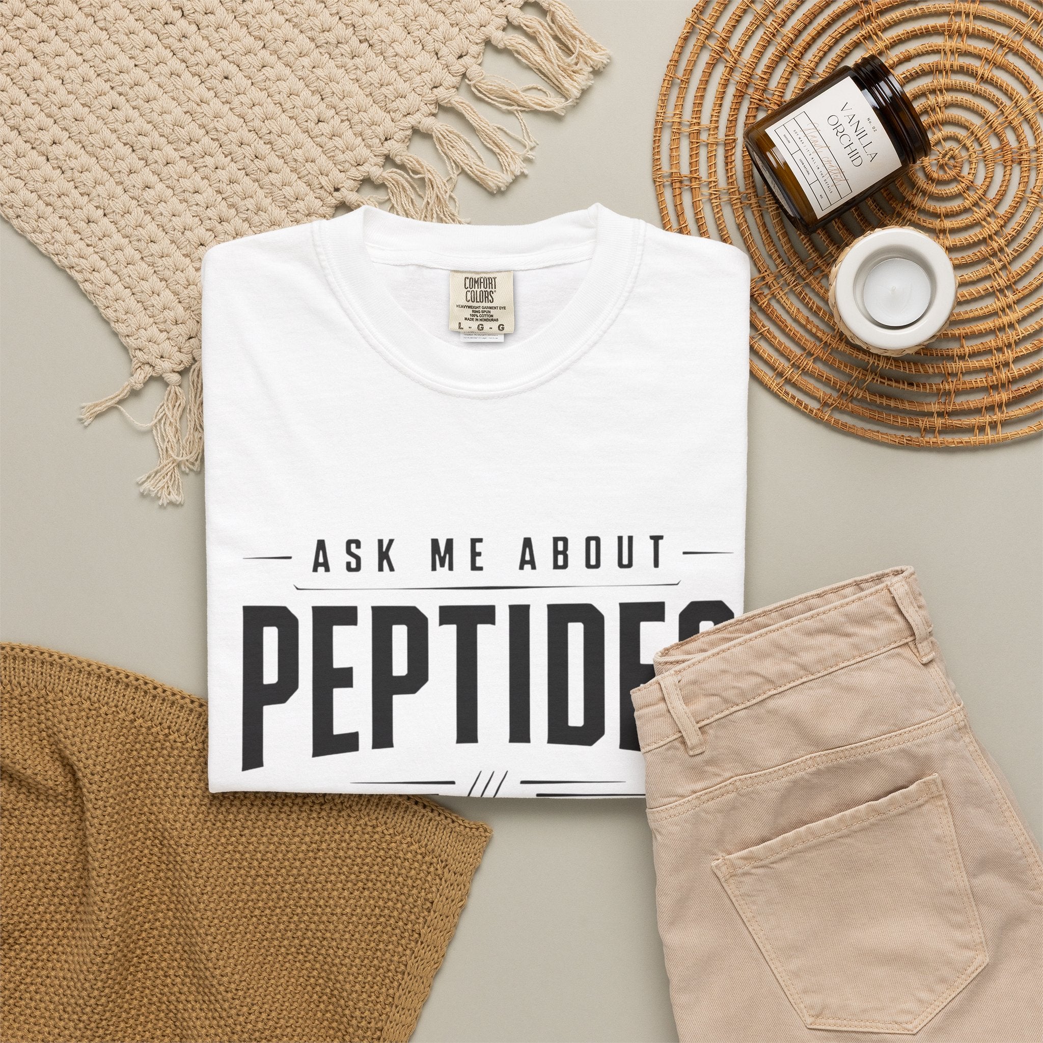 Ask Me About Peptides - Graphic Text T-shirt