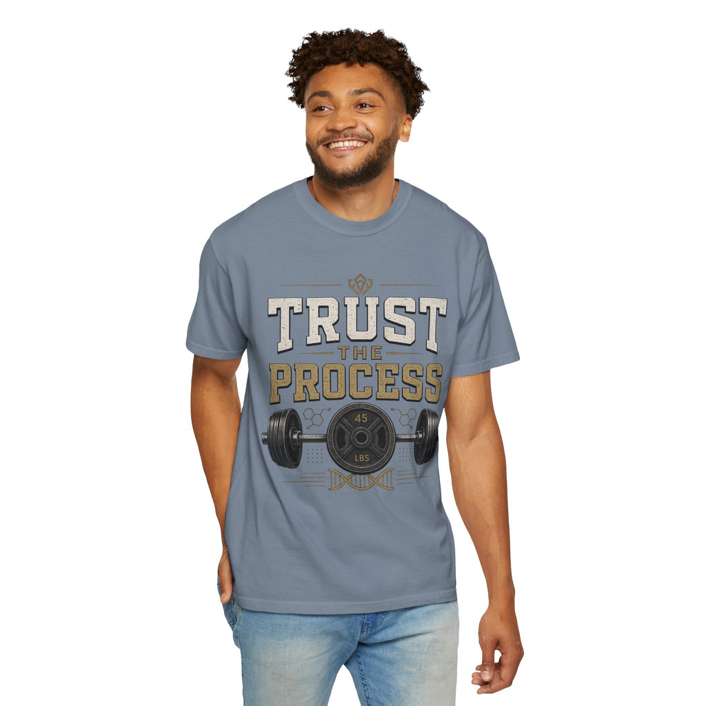 Trust The Process Barbell T-Shirt — Heavy Lifting Gym Tee