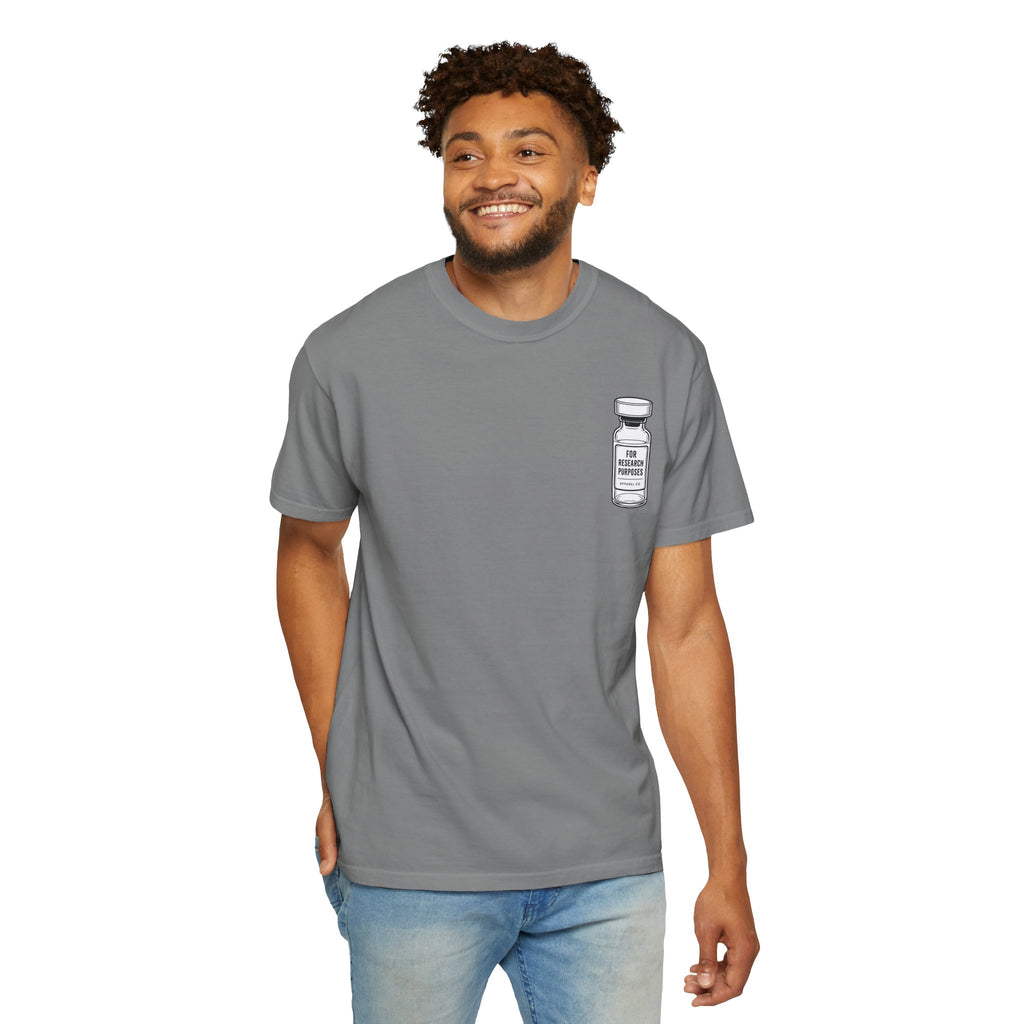 Peptides Vial Chest Pocket T-Shirt — Minimal Illustration Tee