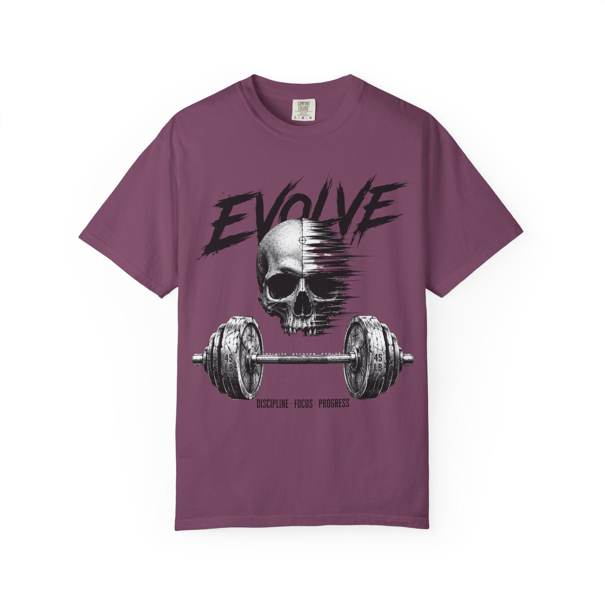 Evolve Skull Barbell T-Shirt — Fitness & Strength Gym Tee