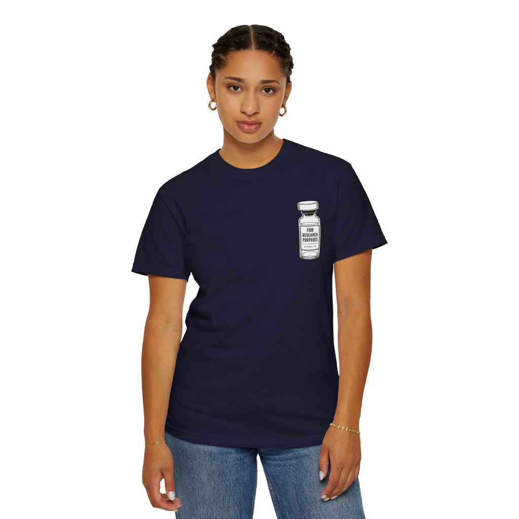 Peptides Vial Chest Pocket T-Shirt — Minimal Illustration Tee