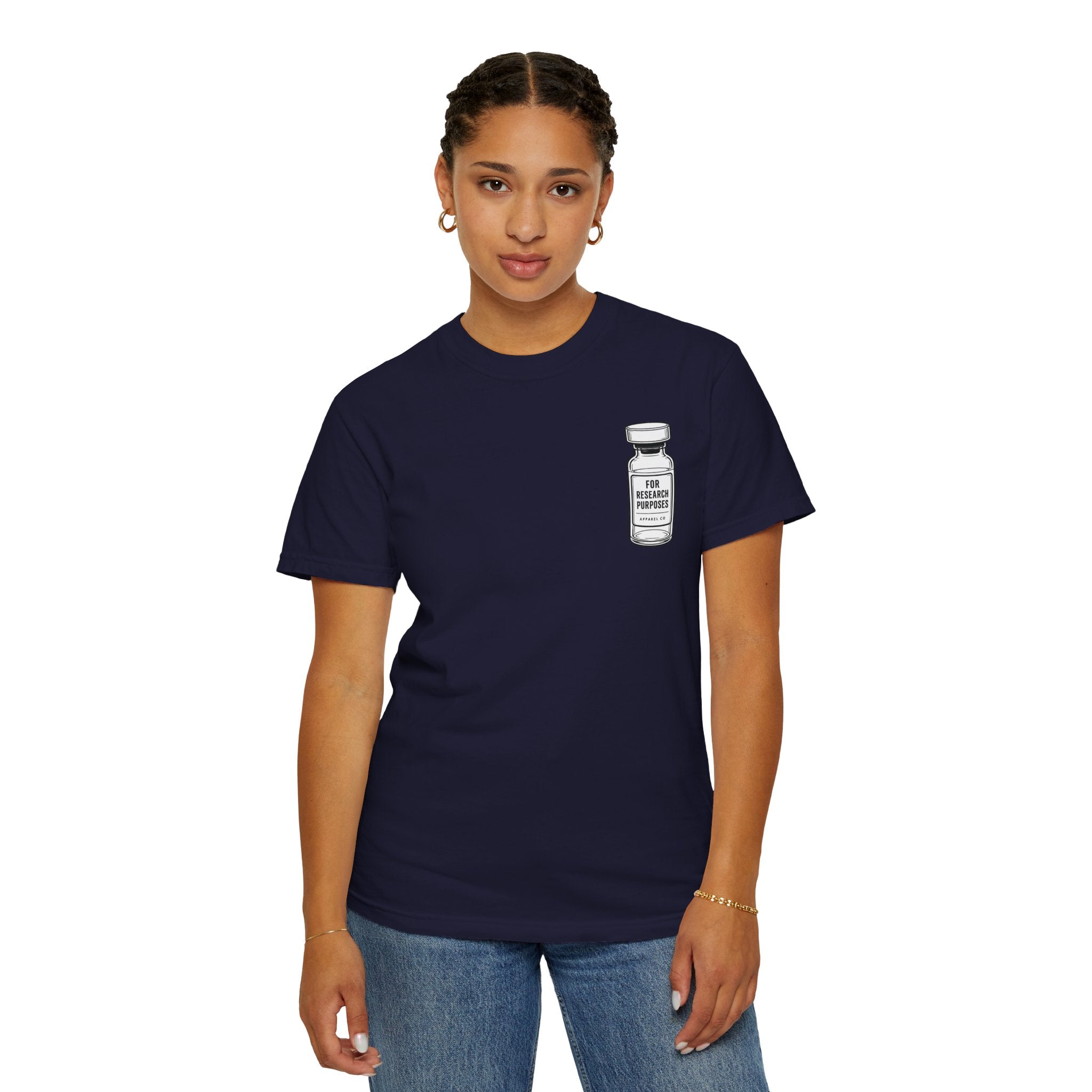 Peptides Vial Chest Pocket T-Shirt — Minimal Illustration Tee