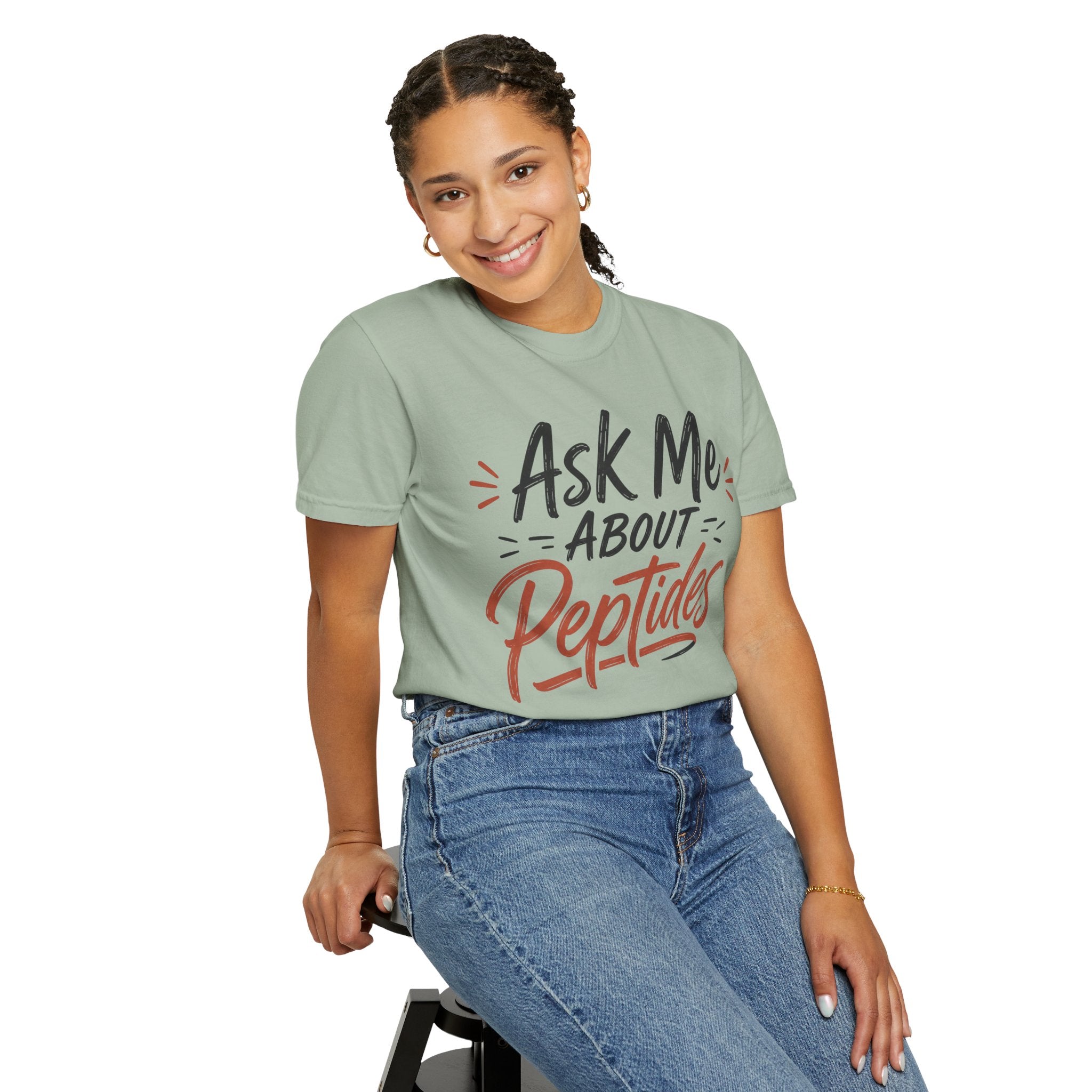 Ask Me About Peptides T-Shirt — Peptide Enthusiast Conversation Tee
