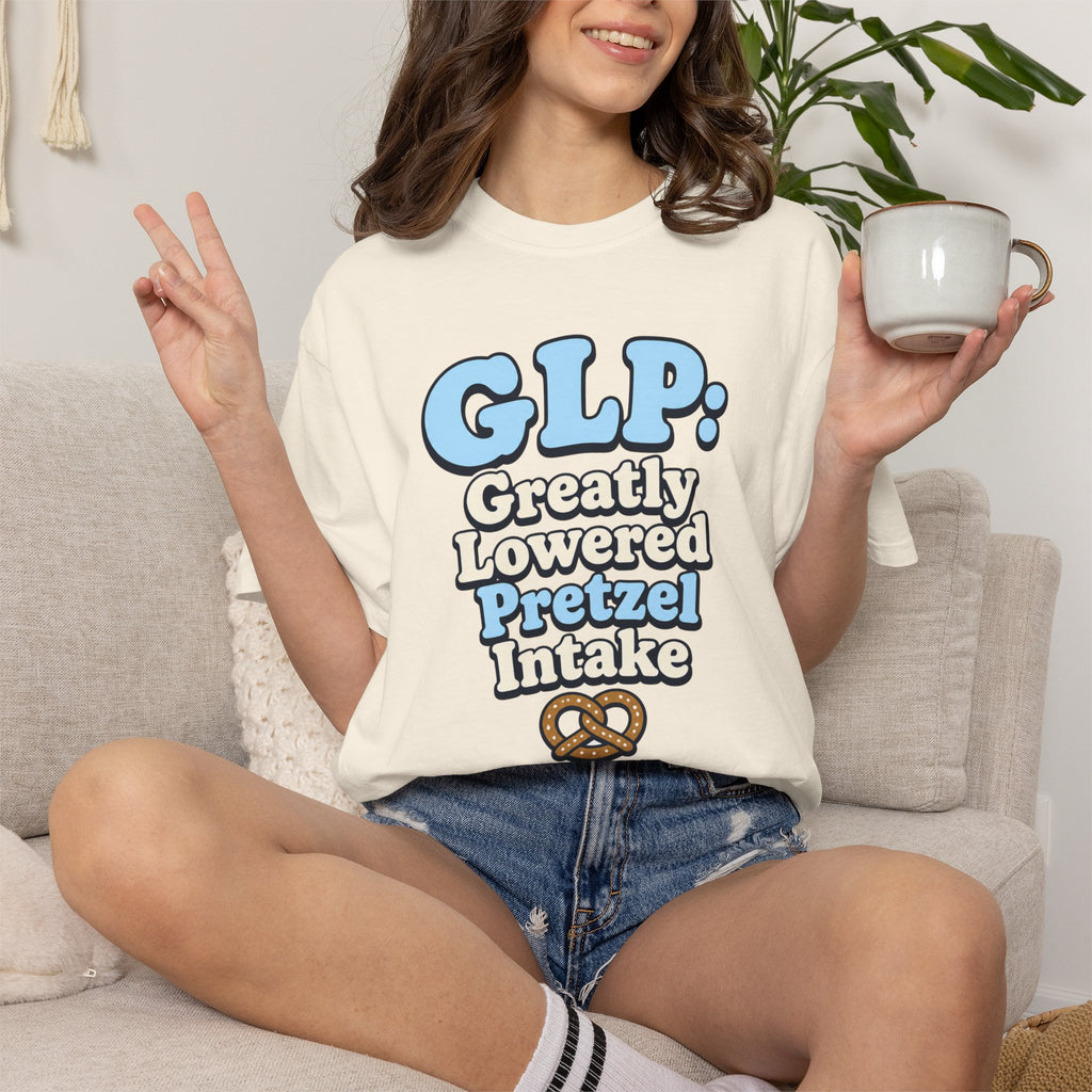 Funny GLP Shirt — "Greatly Lowered Pretzel Intake" Weight Loss Humor Tee