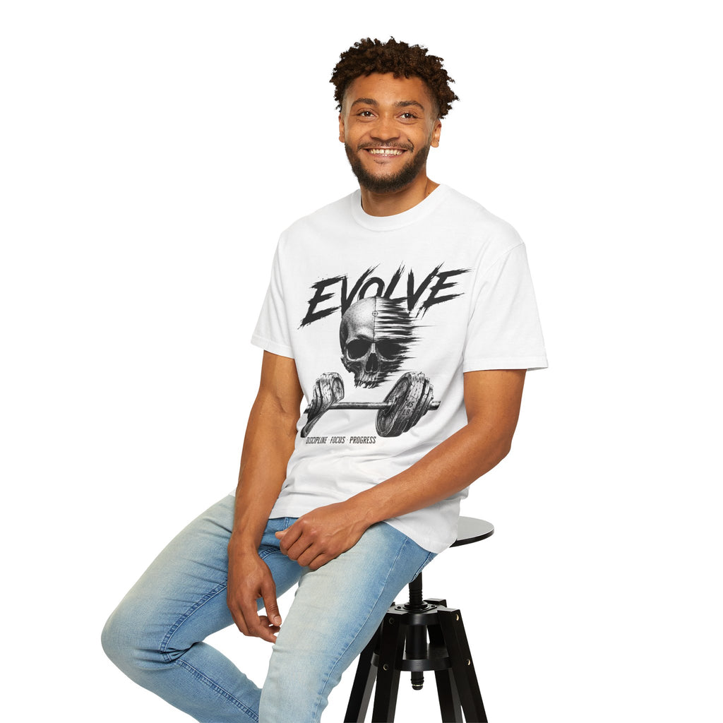 Evolve Skull Barbell T-Shirt — Fitness & Strength Gym Tee