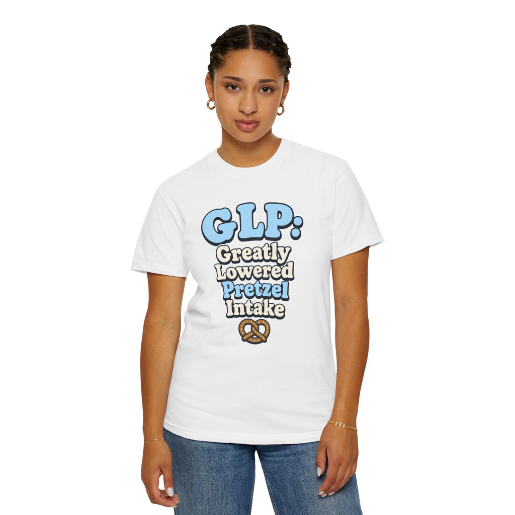 Funny GLP Shirt — "Greatly Lowered Pretzel Intake" Weight Loss Humor Tee