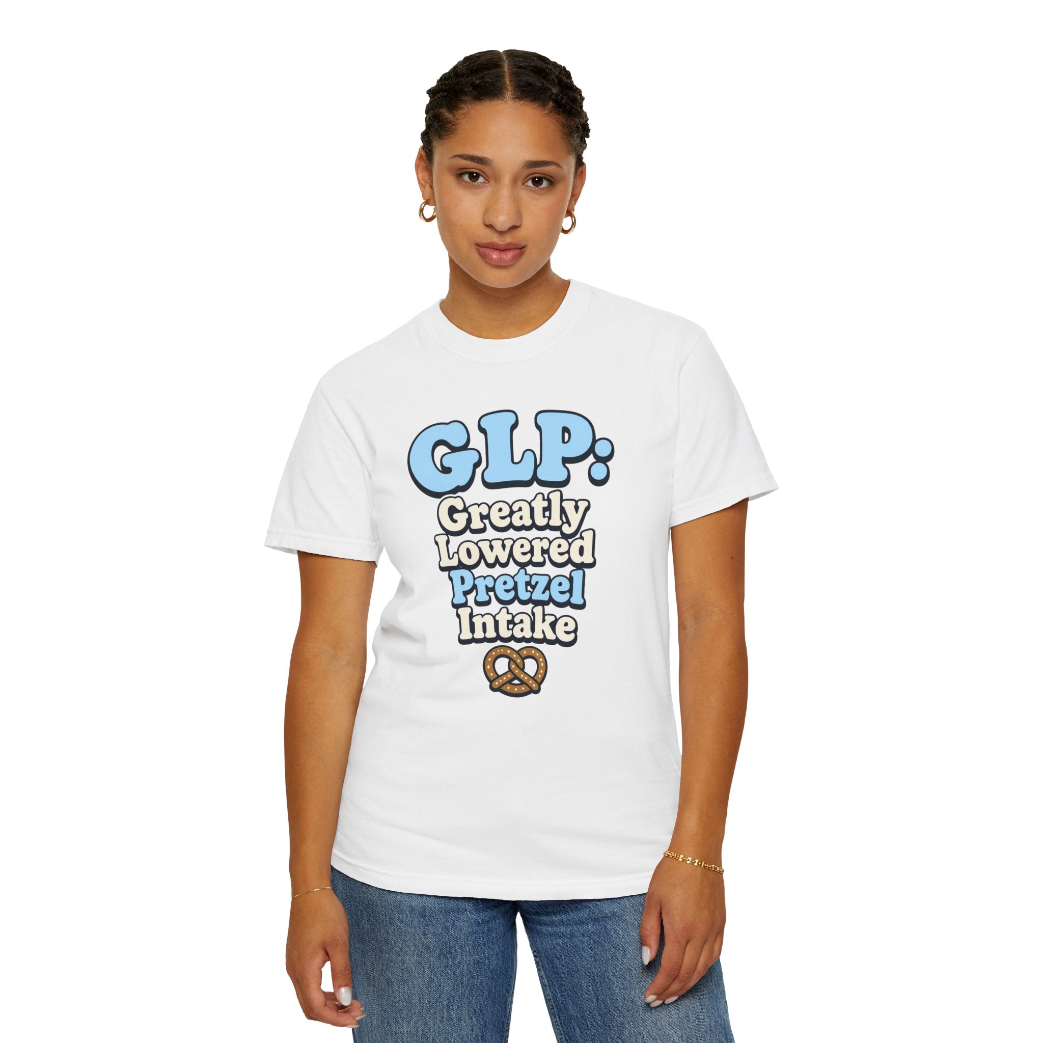 Funny GLP Shirt — "Greatly Lowered Pretzel Intake" Weight Loss Humor Tee