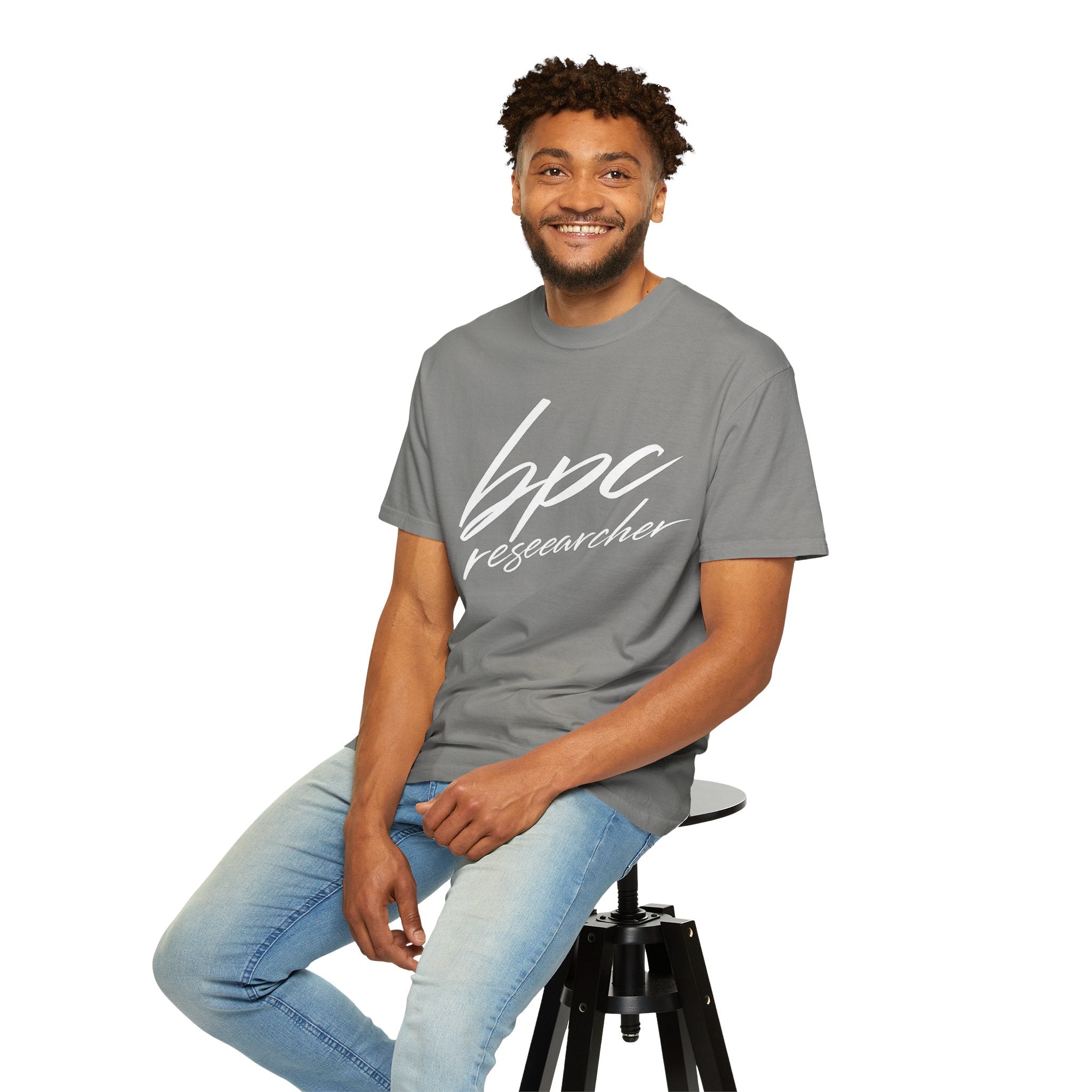 BPC Researcher T-Shirt — Script Logo Tee for Scientists & Lab Professionals