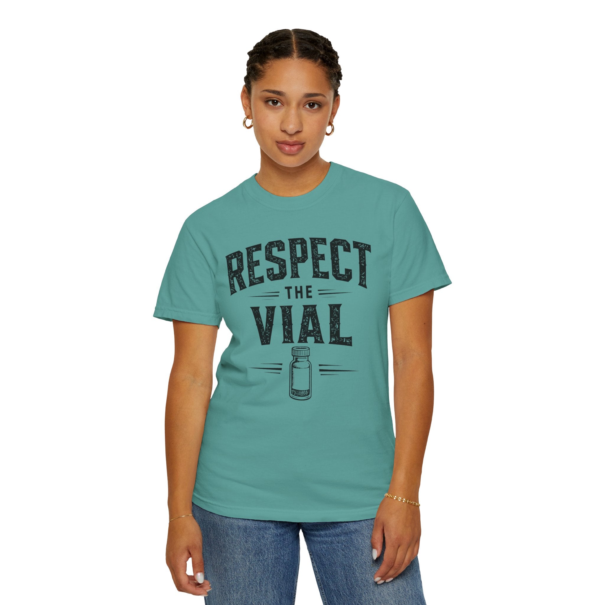 Respect the Vial T-Shirt — Vintage Medical Vaccine Humor Tee