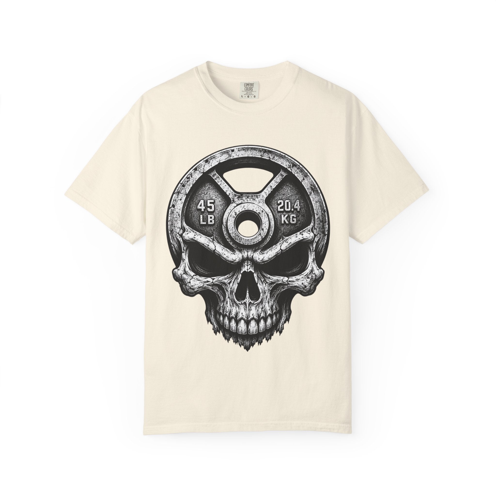 Weight Plate Skull T-Shirt — Gym Skull 45lb Fitness Tee