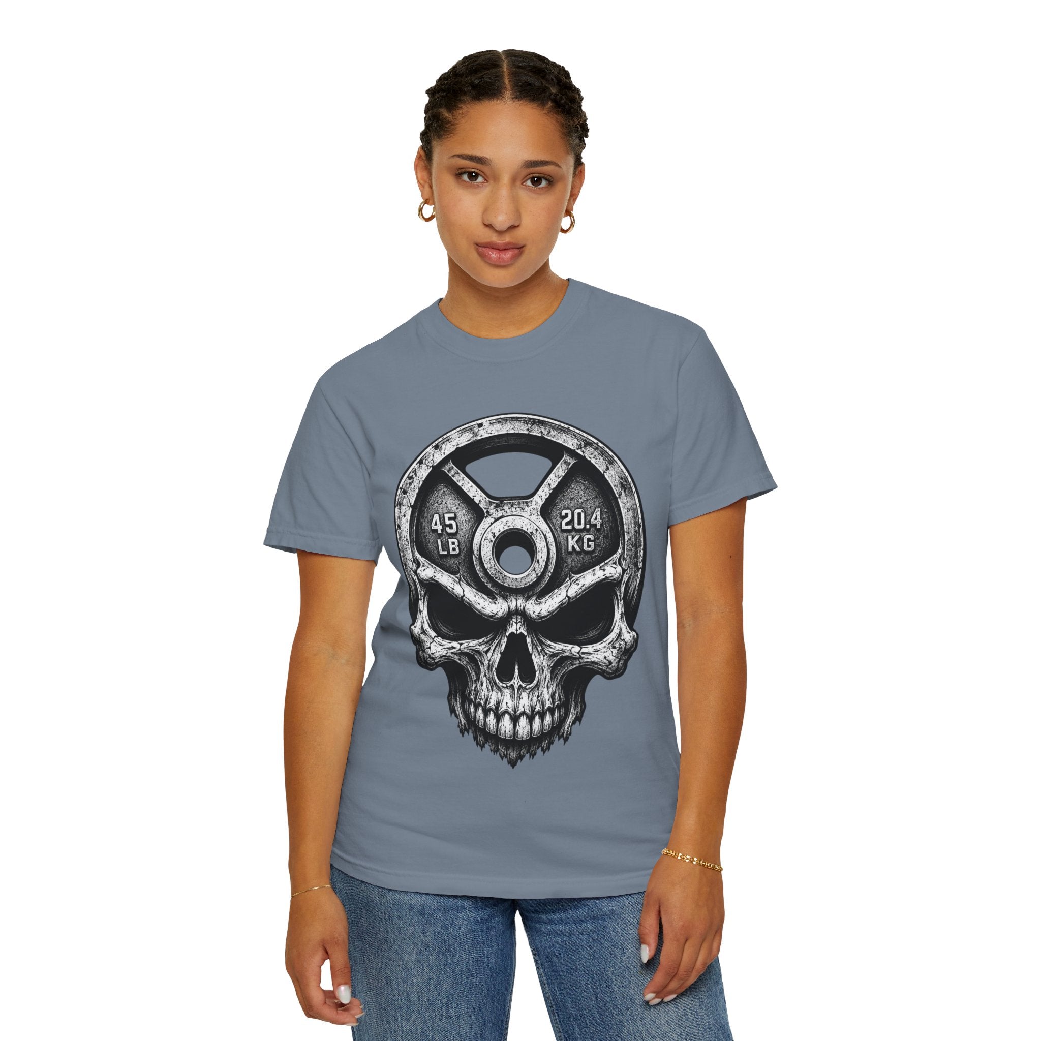Weight Plate Skull T-Shirt — Gym Skull 45lb Fitness Tee