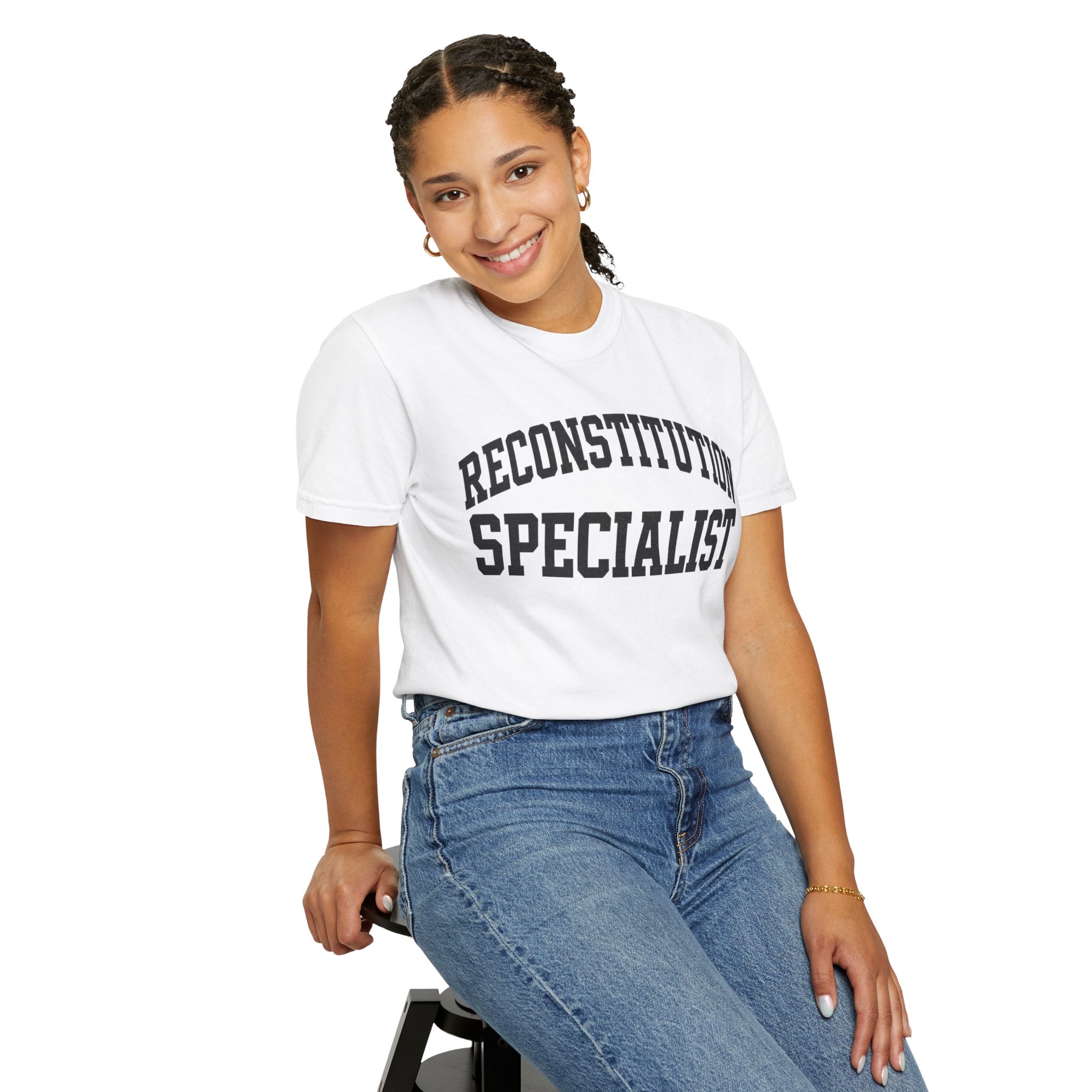 Reconstitution Specialist T-Shirt — Retro Collegiate Graphic Tee