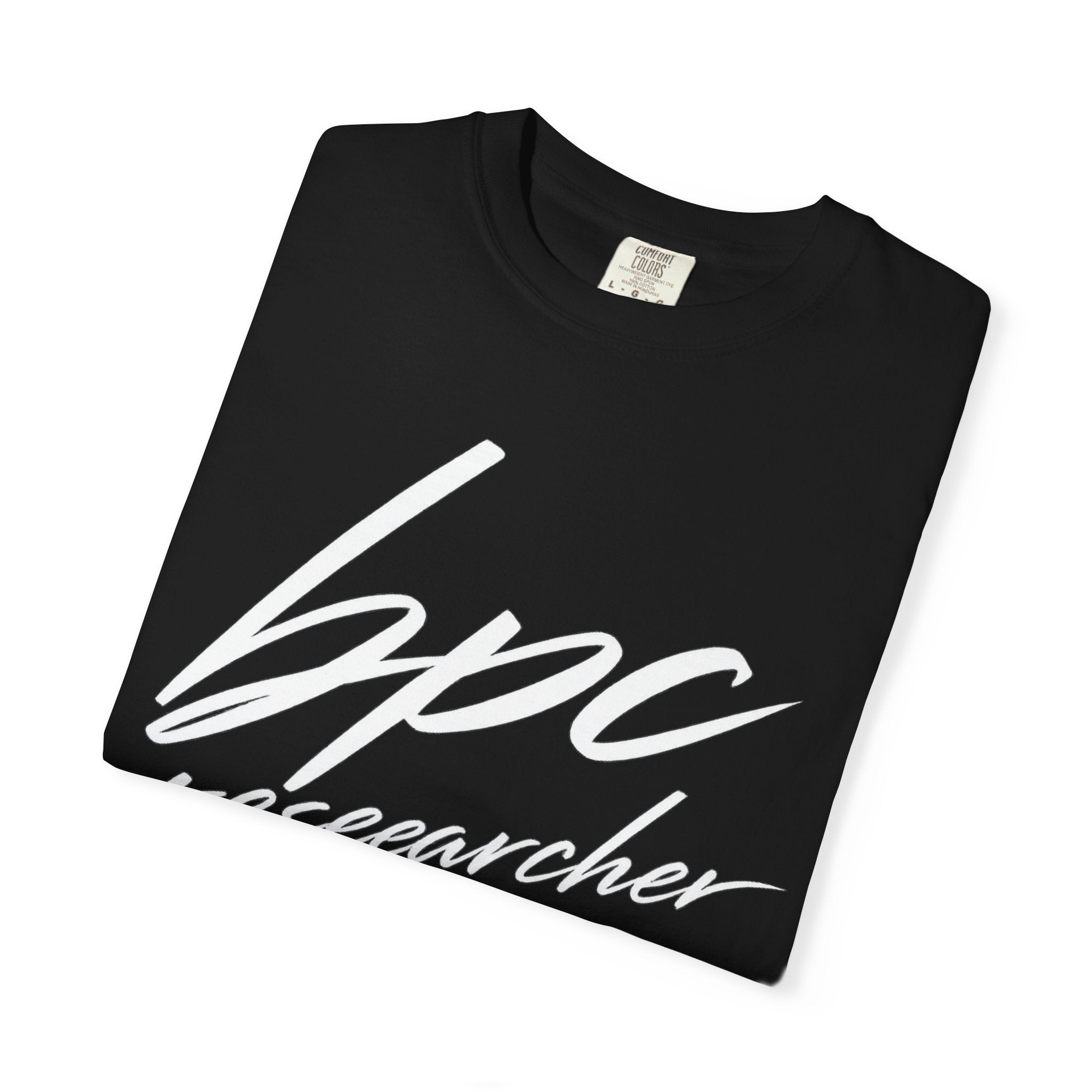 BPC Researcher T-Shirt — Script Logo Tee for Scientists & Lab Professionals
