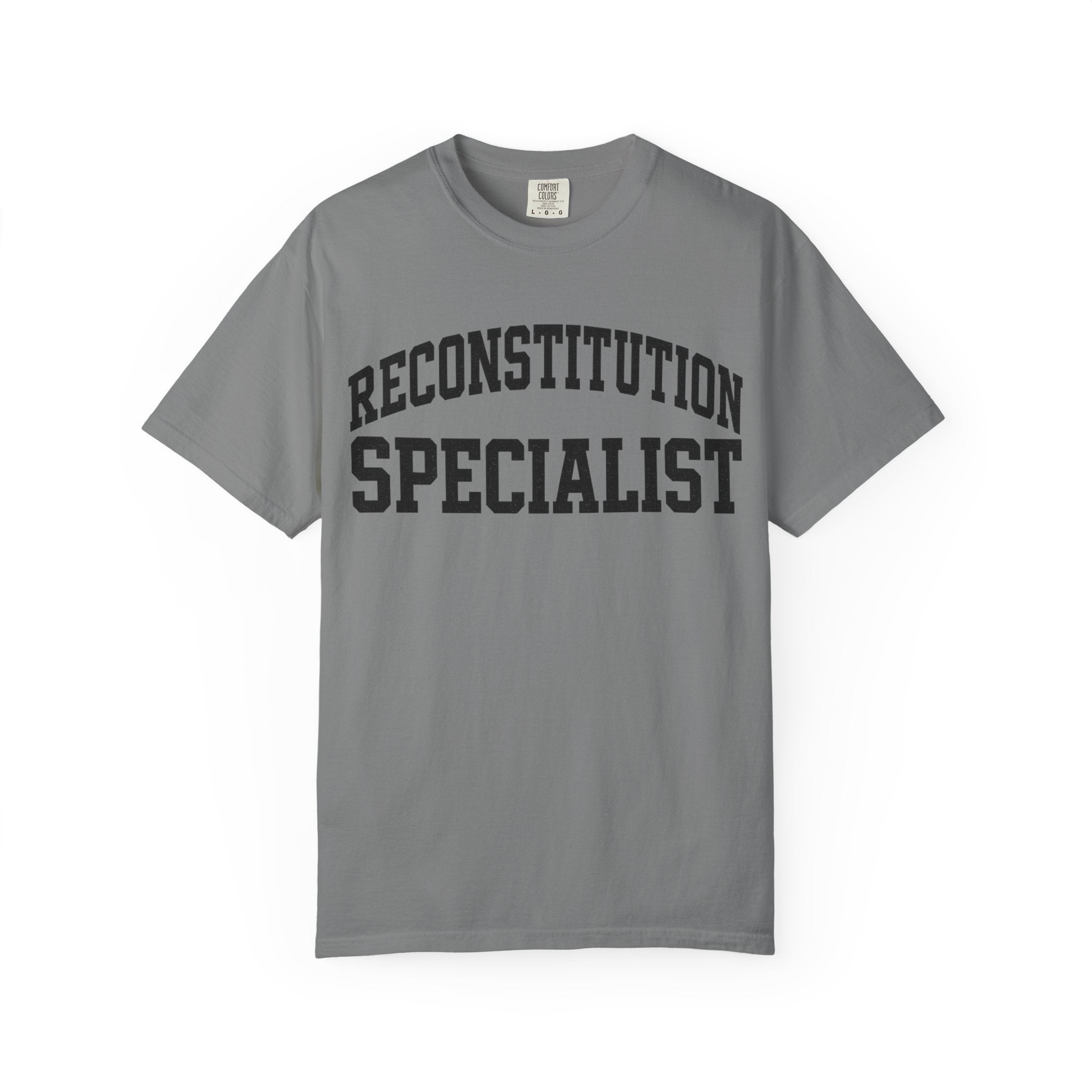 Reconstitution Specialist T-Shirt — Retro Collegiate Graphic Tee