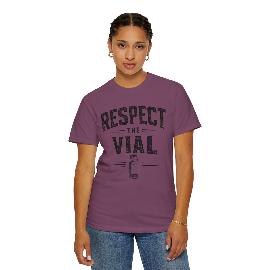 Respect the Vial T-Shirt — Vintage Medical Vaccine Humor Tee
