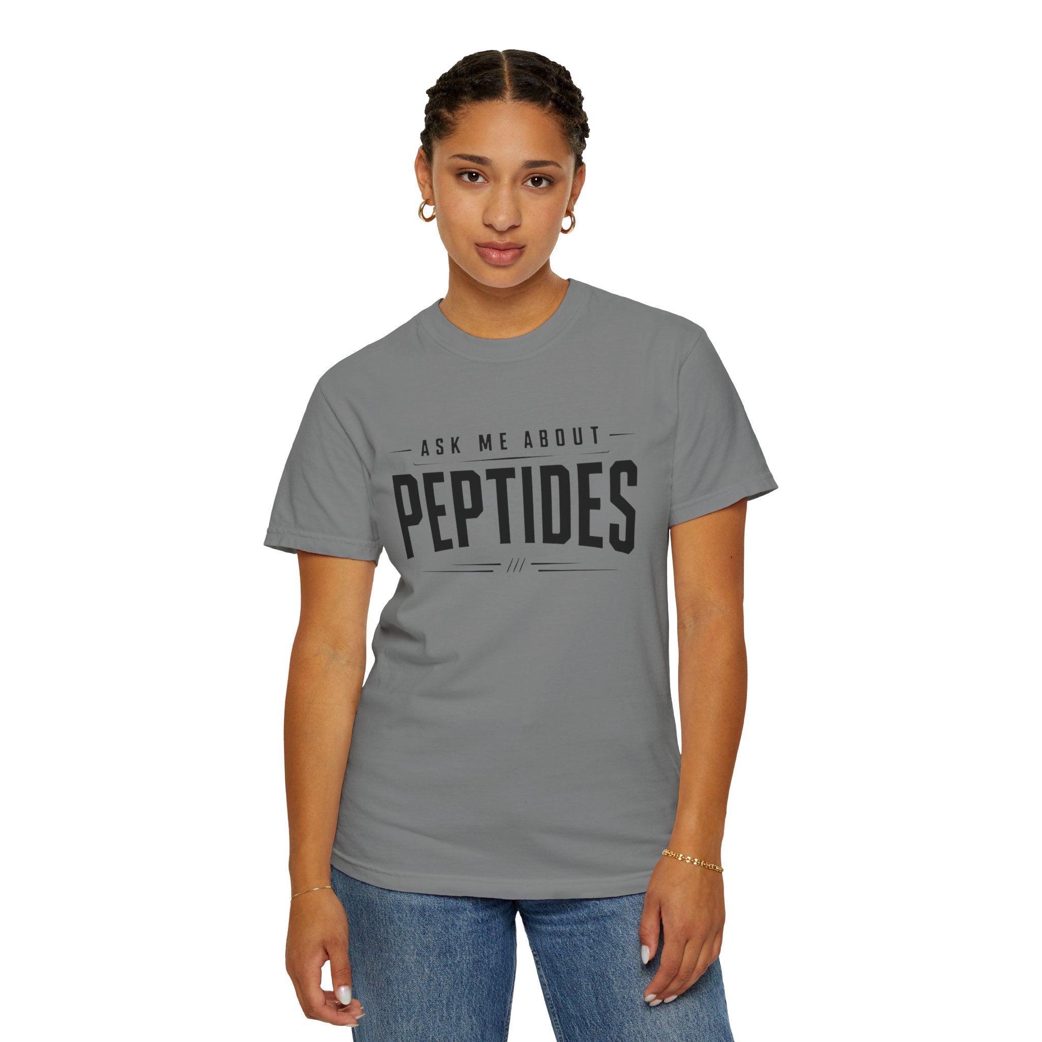 Ask Me About Peptides - Graphic Text T-shirt