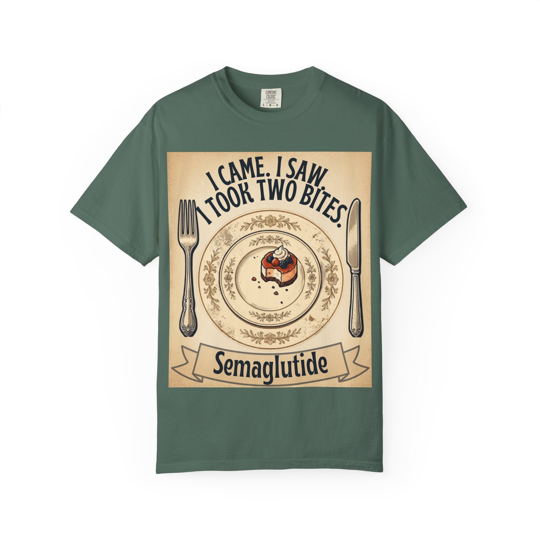 Semaglutide Funny T-Shirt – "I Came, I Saw, Took Two Bites" Weight-Loss Humor Tee